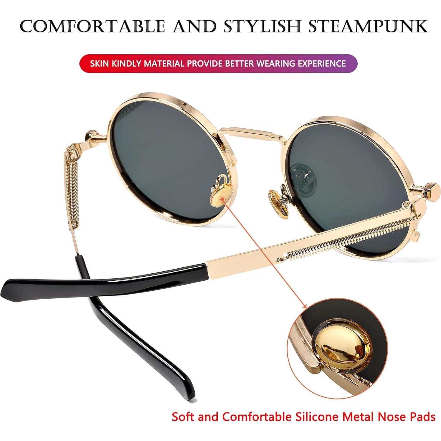 Gafas de sol redondas AIEYEZO oro espejo rosado UV 100%