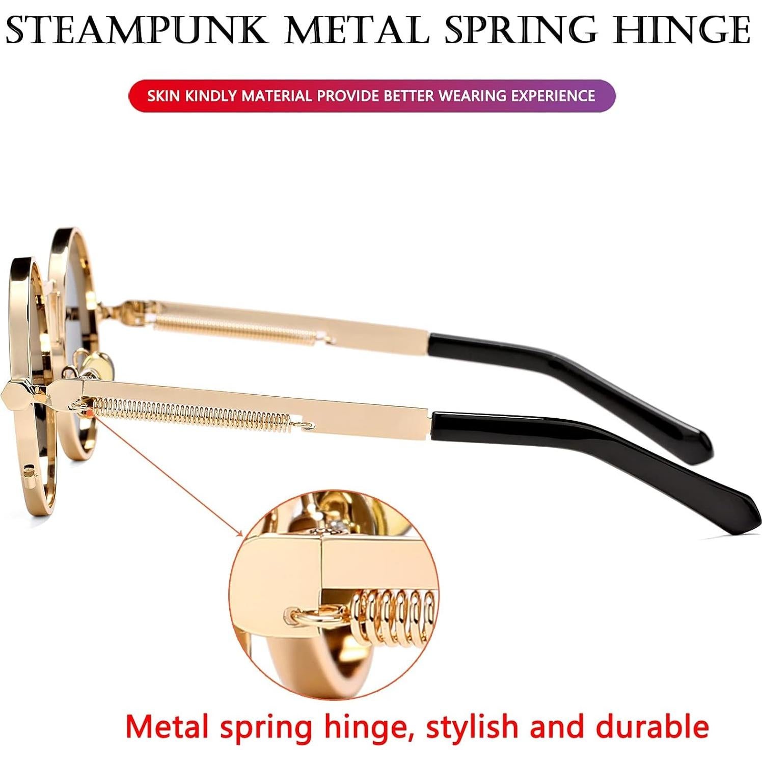 Gafas de sol redondas AIEYEZO oro espejo rosado UV 100%