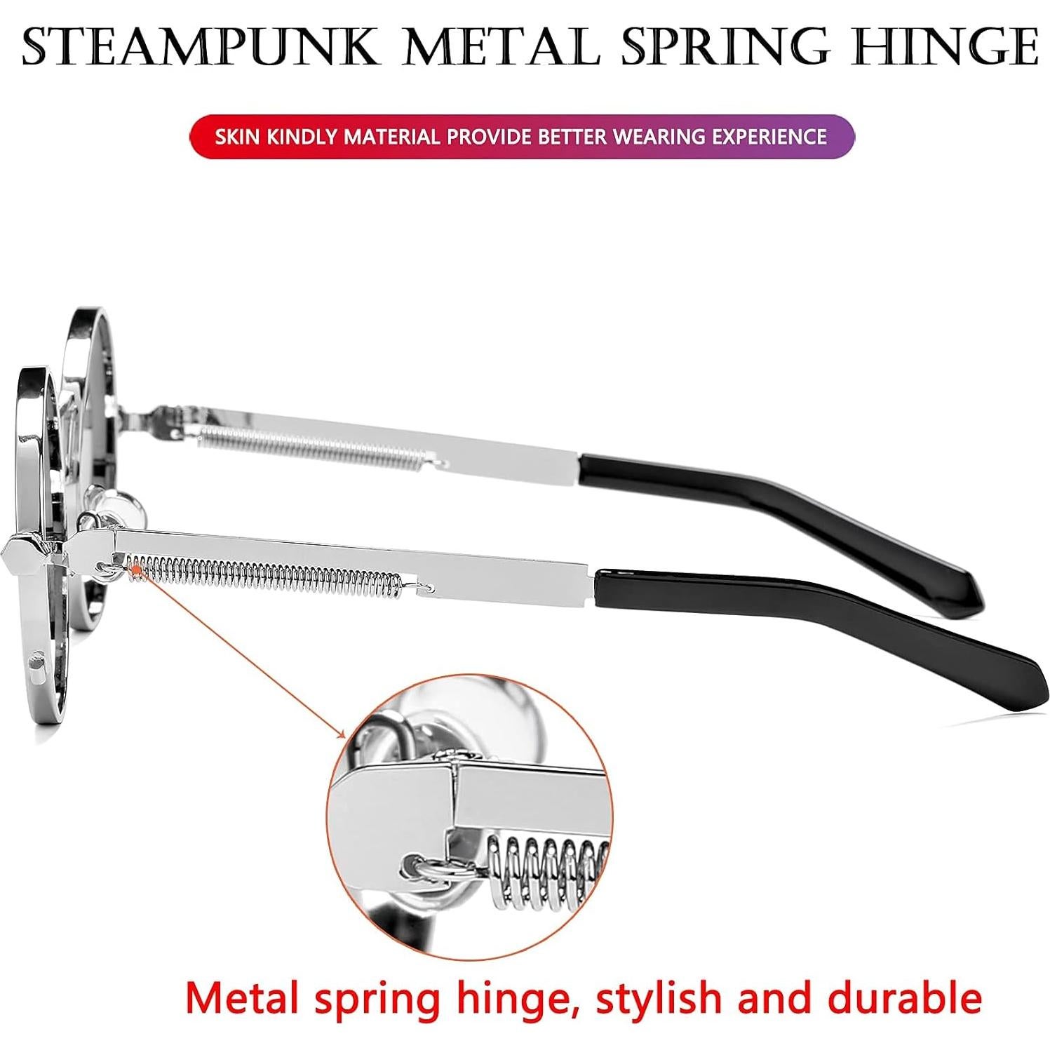 Gafas de sol redondas AIEYEZO plata espejo azul 50mm UV