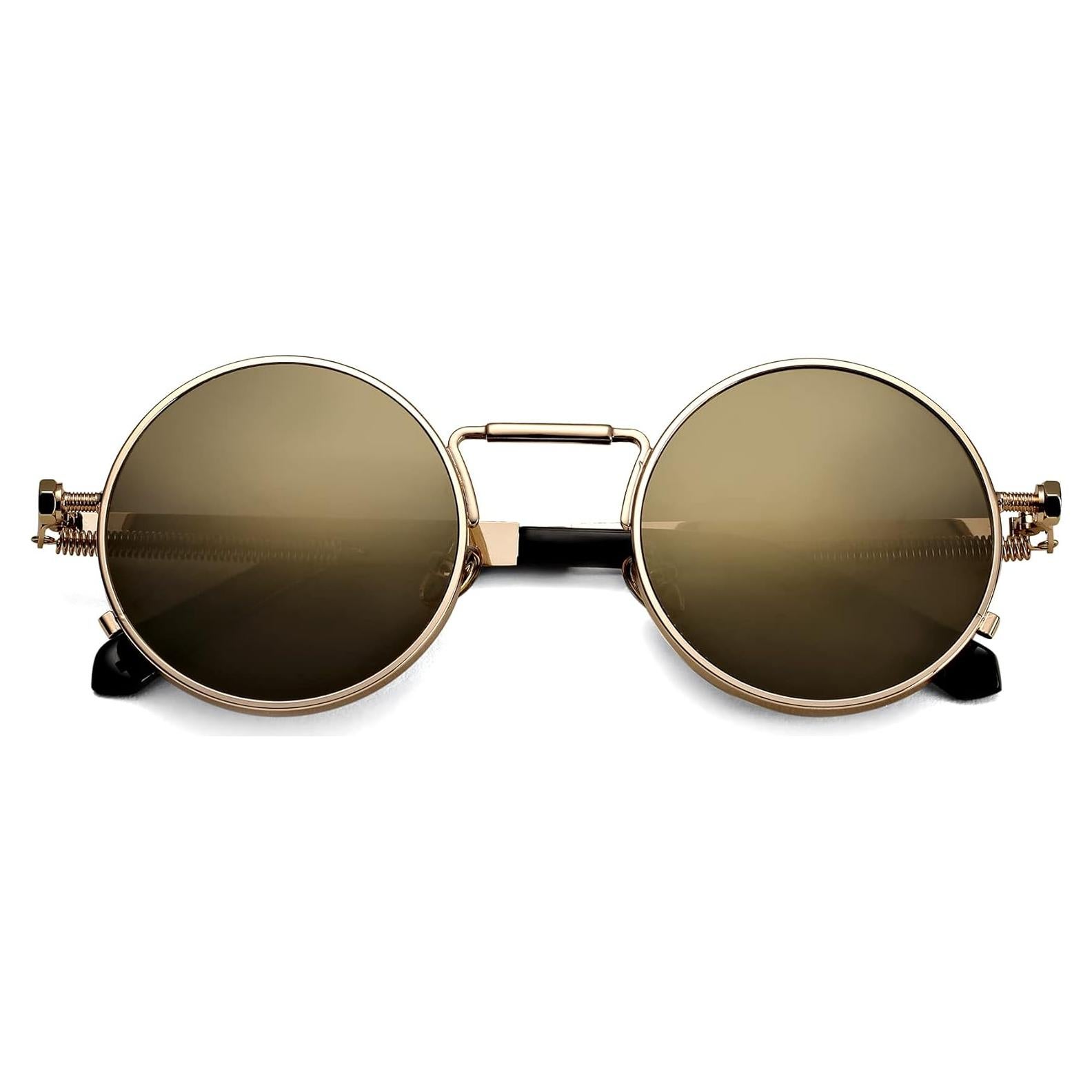 Gafas de sol redondas AIEYEZO oro espejo 50mm UV 100%