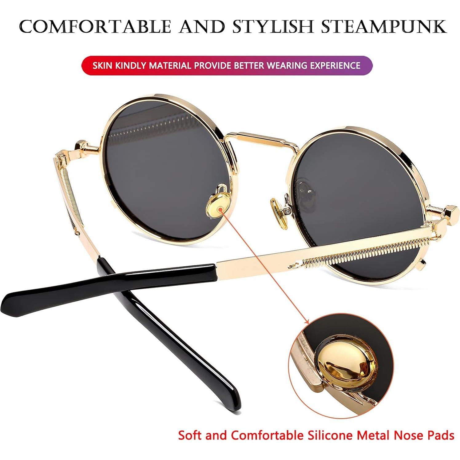 Gafas de sol redondas AIEYEZO oro espejo 50mm UV 100%