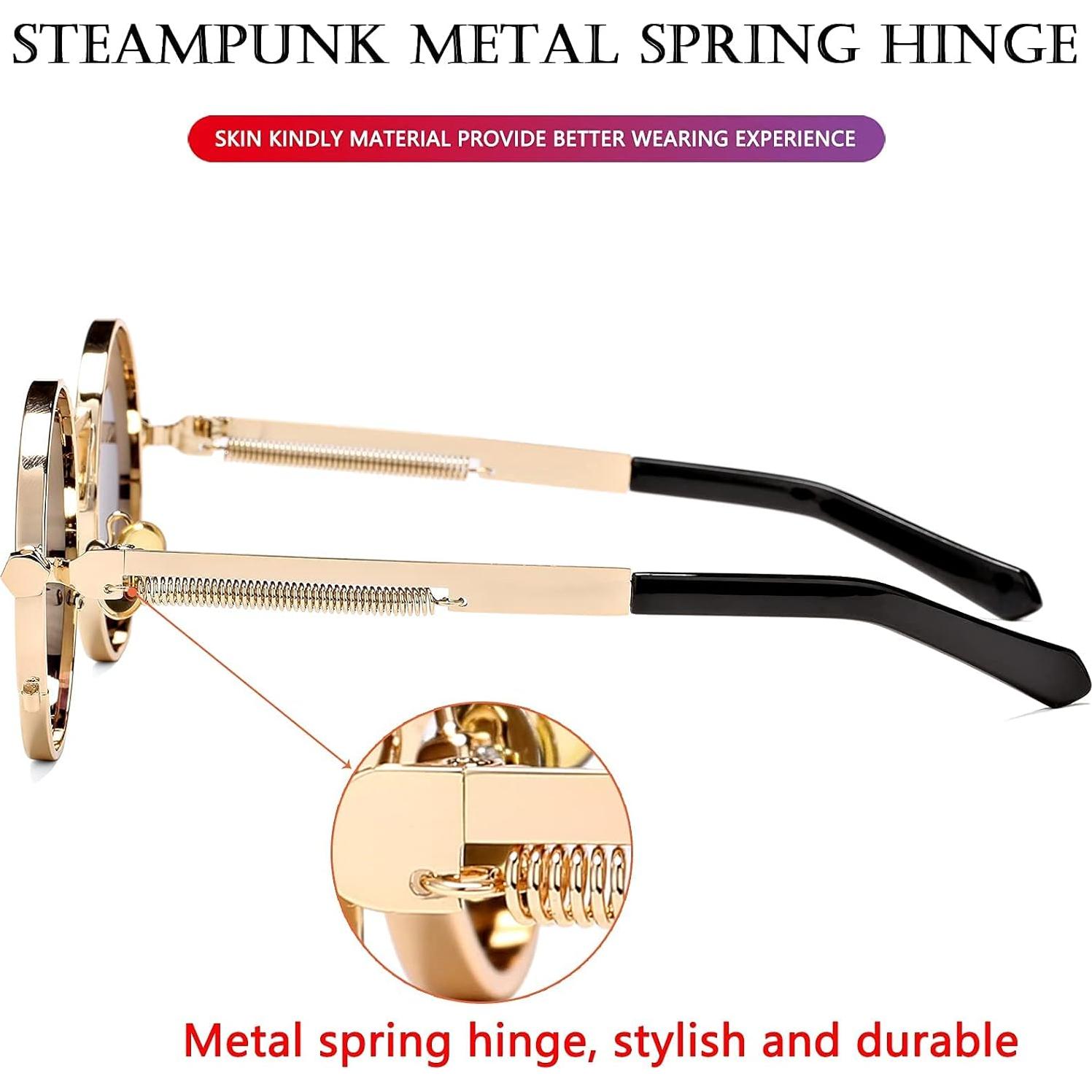 Gafas de sol redondas AIEYEZO oro espejo 50mm UV 100%