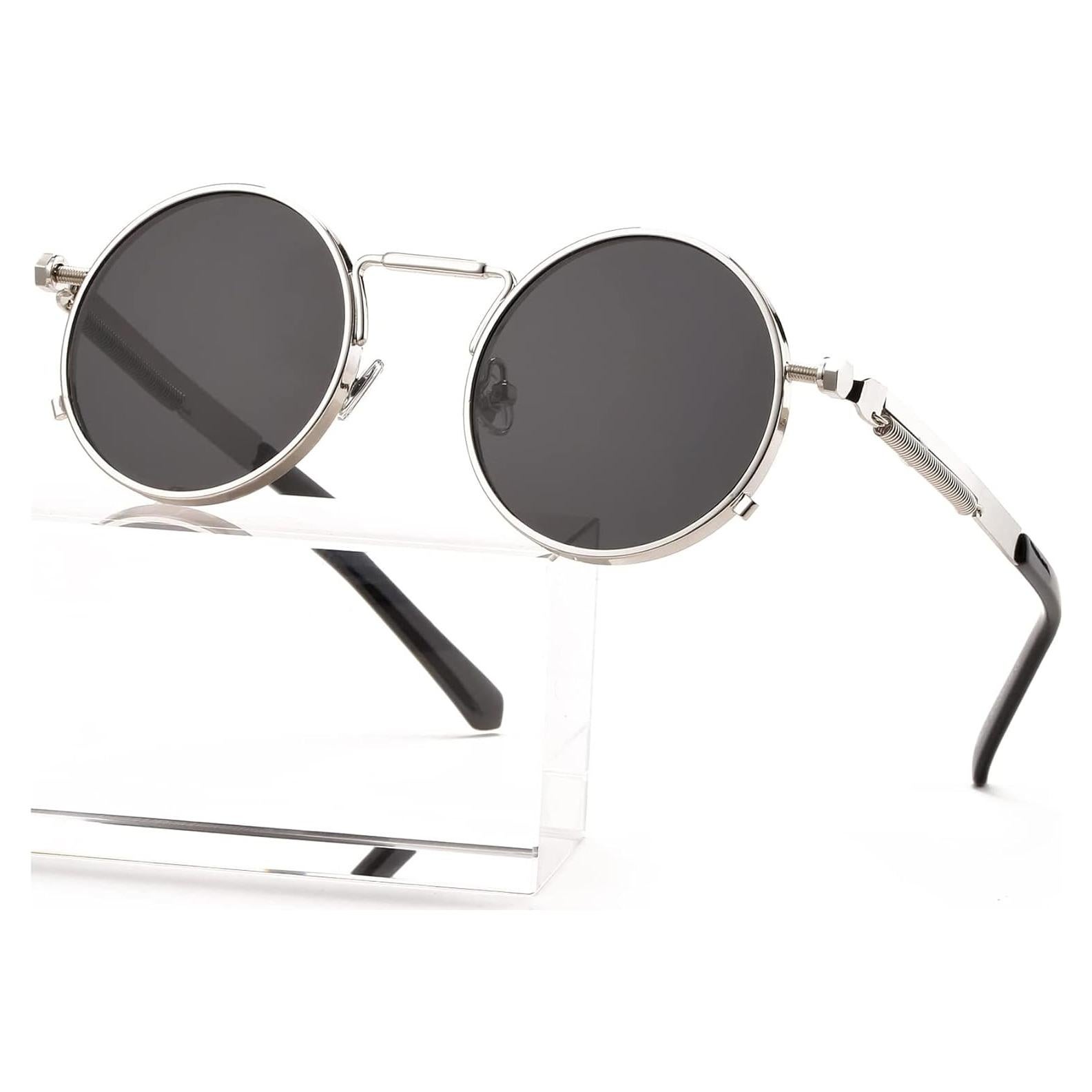 Gafas de sol redondas AIEYEZO steampunk con marco metálico