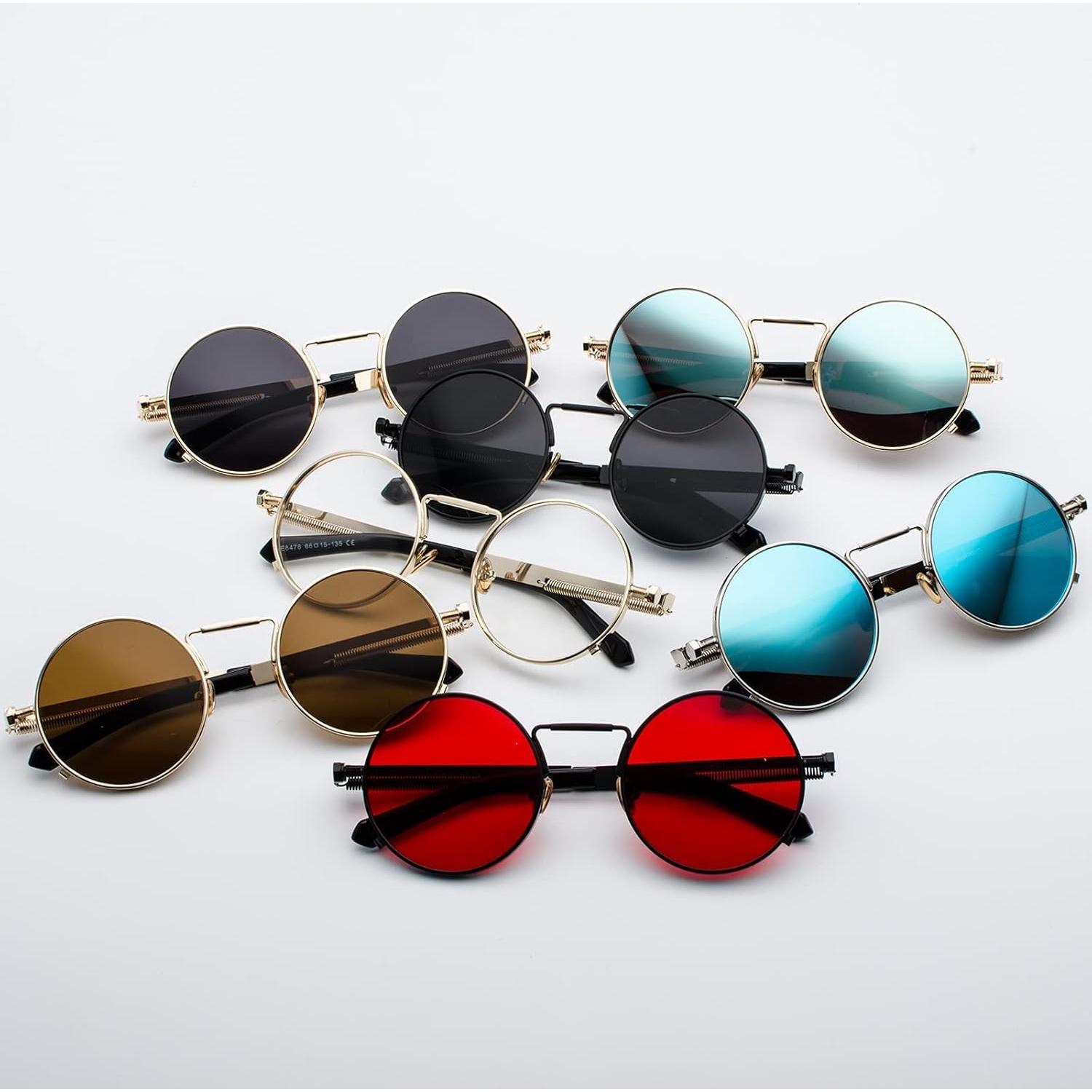 Gafas de sol redondas AIEYEZO steampunk con marco metálico