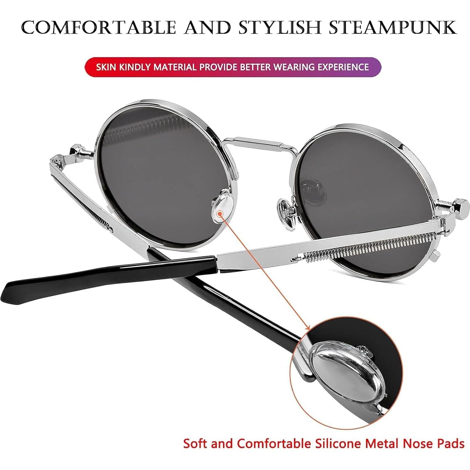 Gafas de sol redondas AIEYEZO steampunk con marco metálico