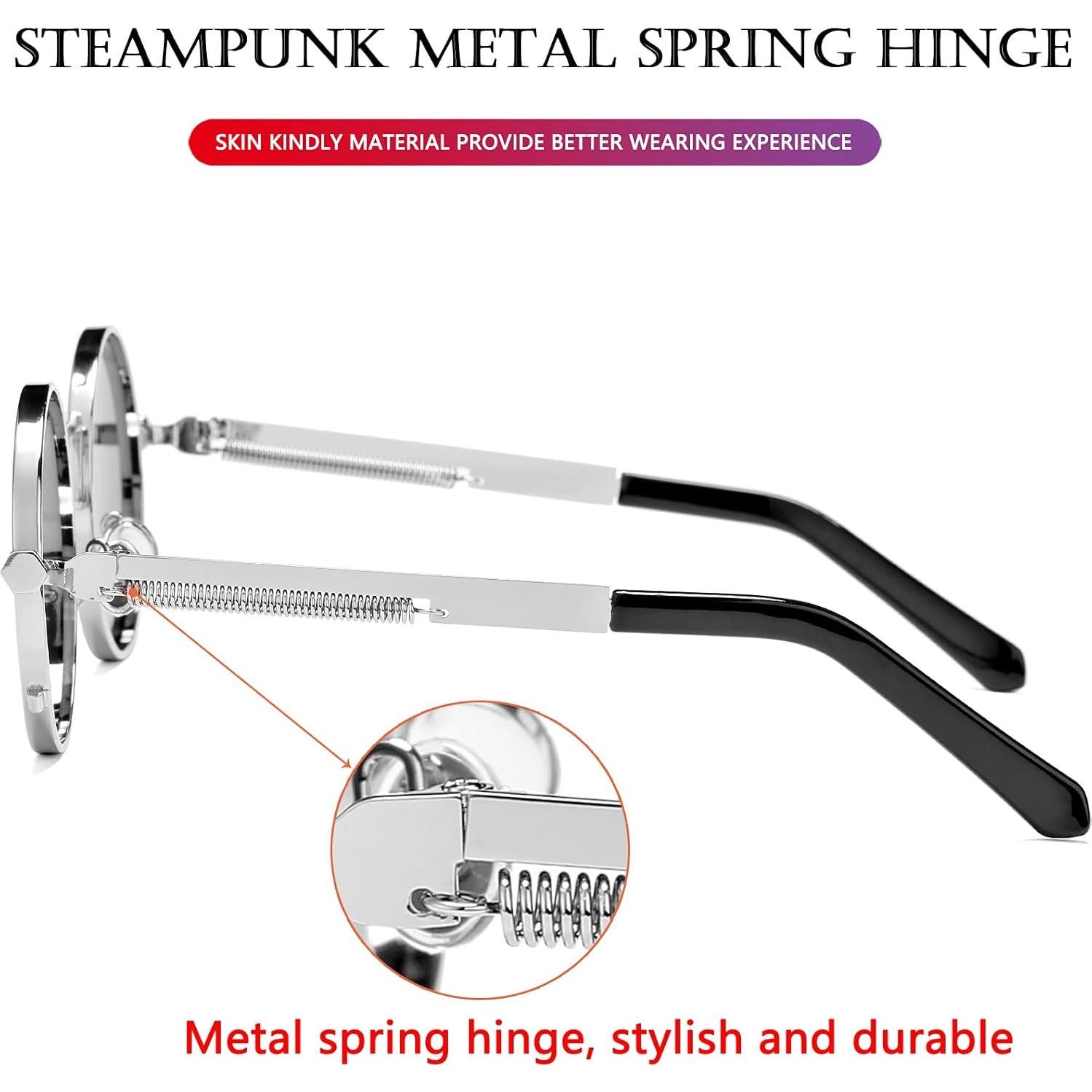Gafas de sol redondas AIEYEZO steampunk con marco metálico