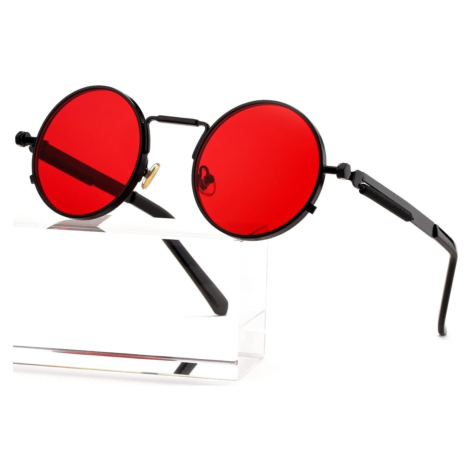 Gafas de sol redondas AIEYEZO steampunk con lentes UV 50mm