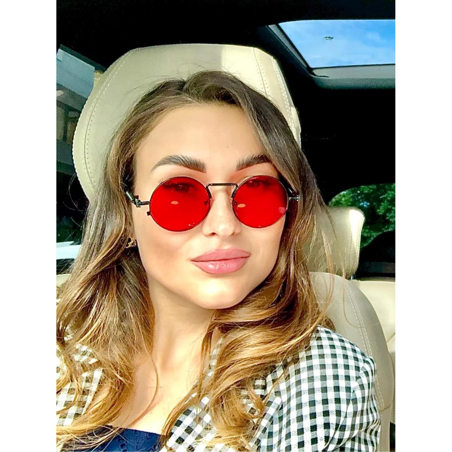 Gafas de sol redondas AIEYEZO steampunk con lentes UV 50mm