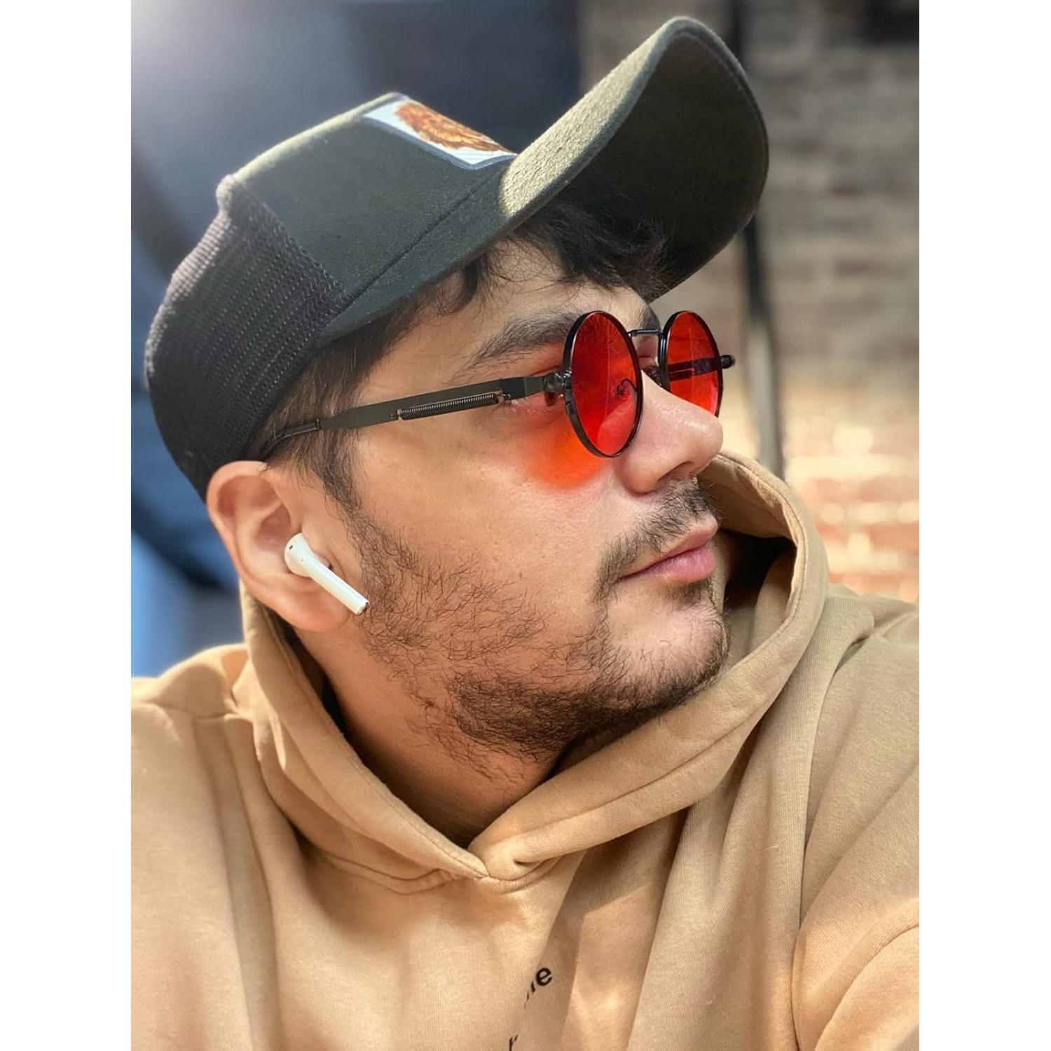 Gafas de sol redondas AIEYEZO steampunk con lentes UV 50mm