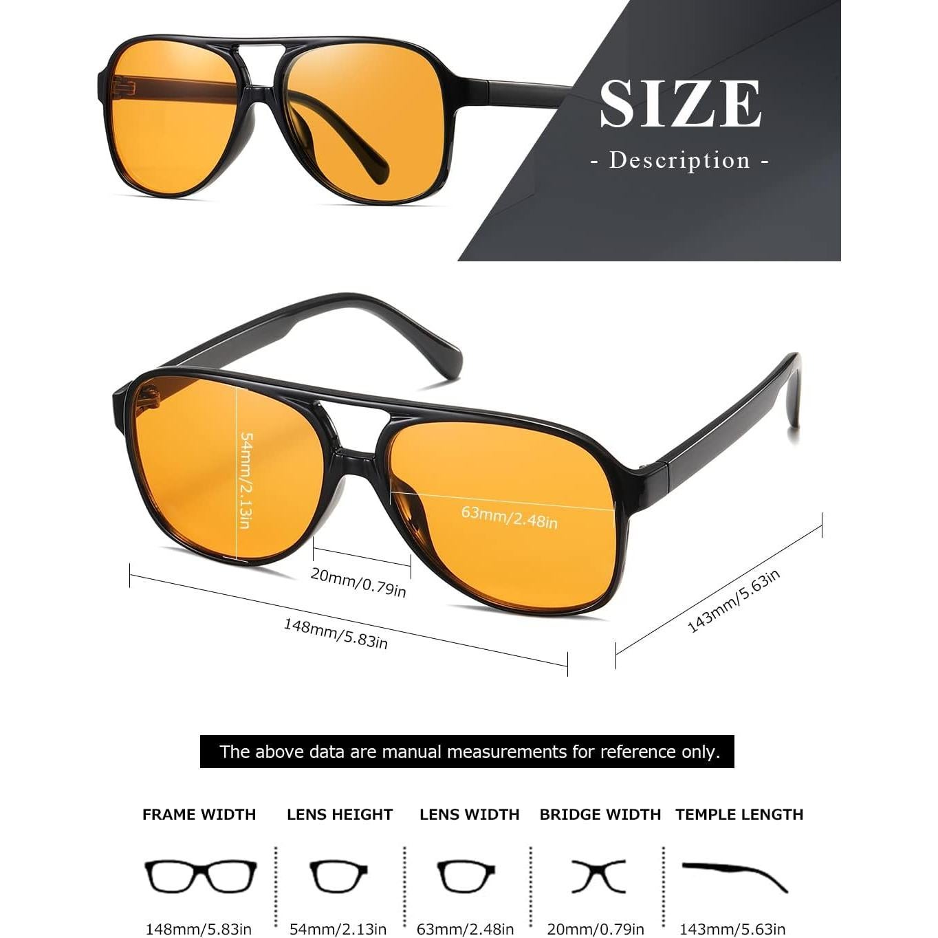 Gafas de sol aviador TIANYESY retro unisex 54x63mm UV