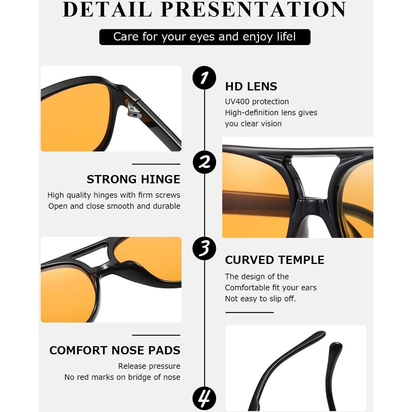 Gafas de sol aviador TIANYESY retro unisex 54x63mm UV