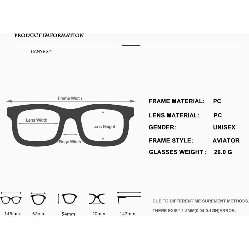 Gafas de sol aviador TIANYESY retro unisex con protección UV