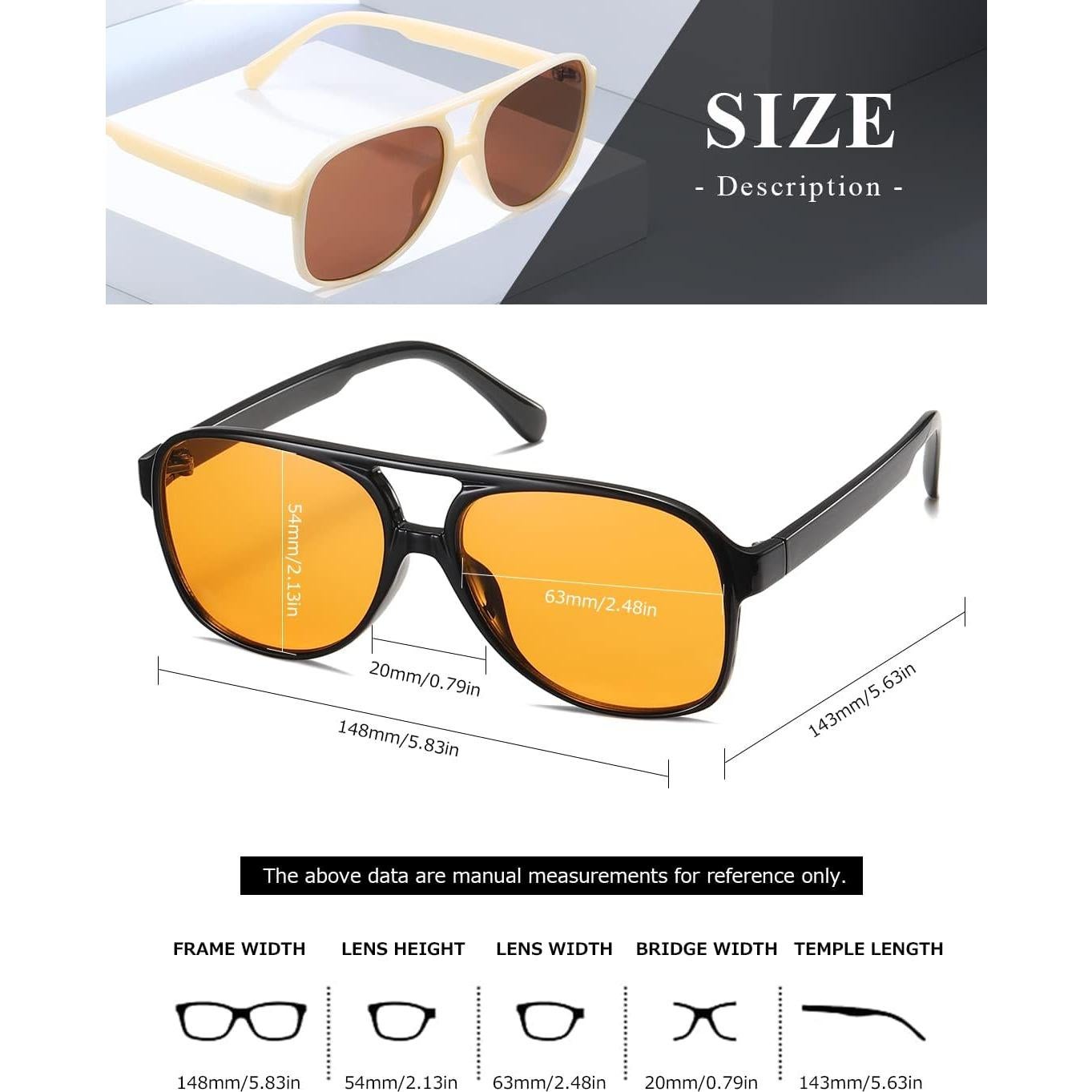 Gafas de sol aviador TIANYESY retro unisex 54x63mm