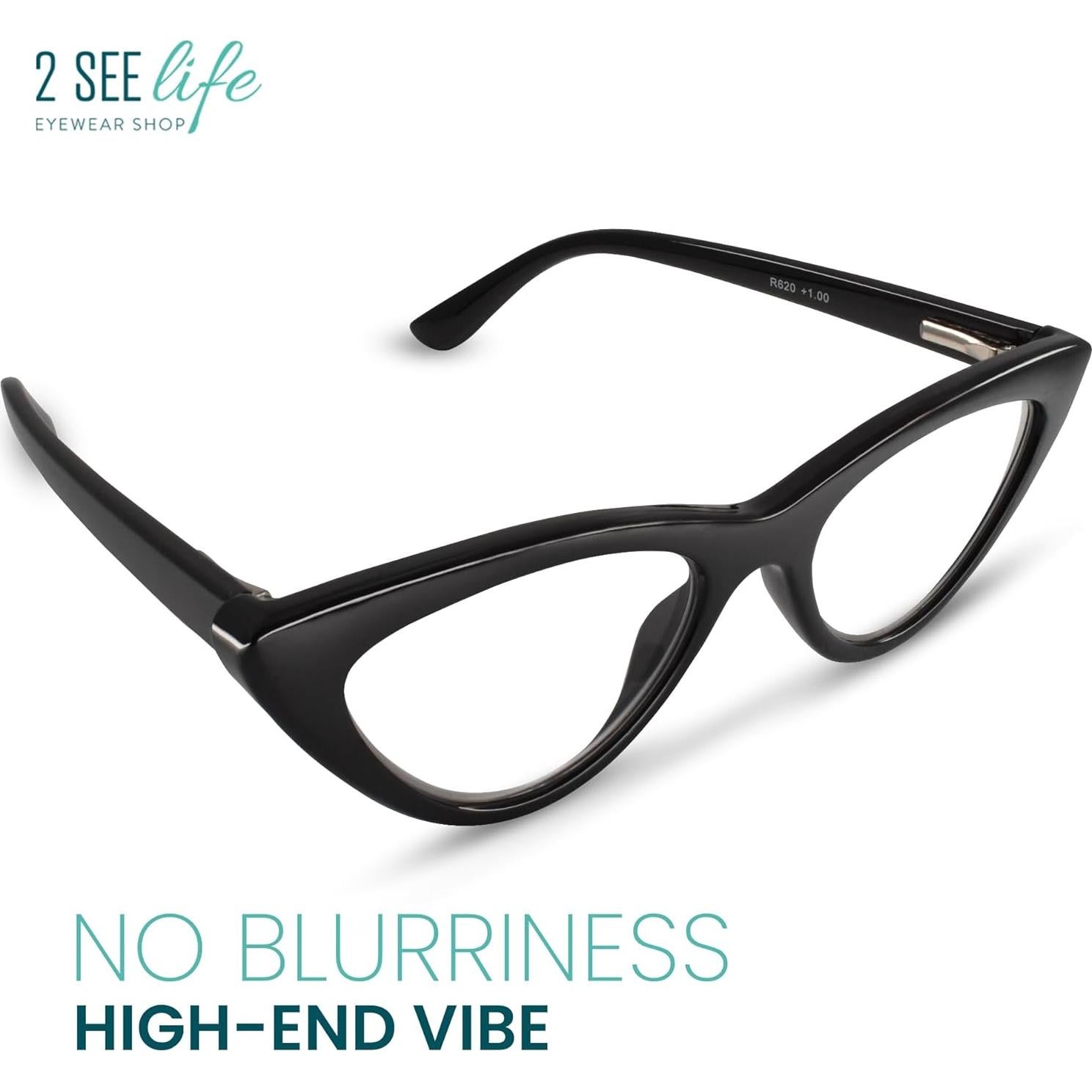Gafas de lectura Black Cat Eye 0.5x para mujeres - 2SeeLife