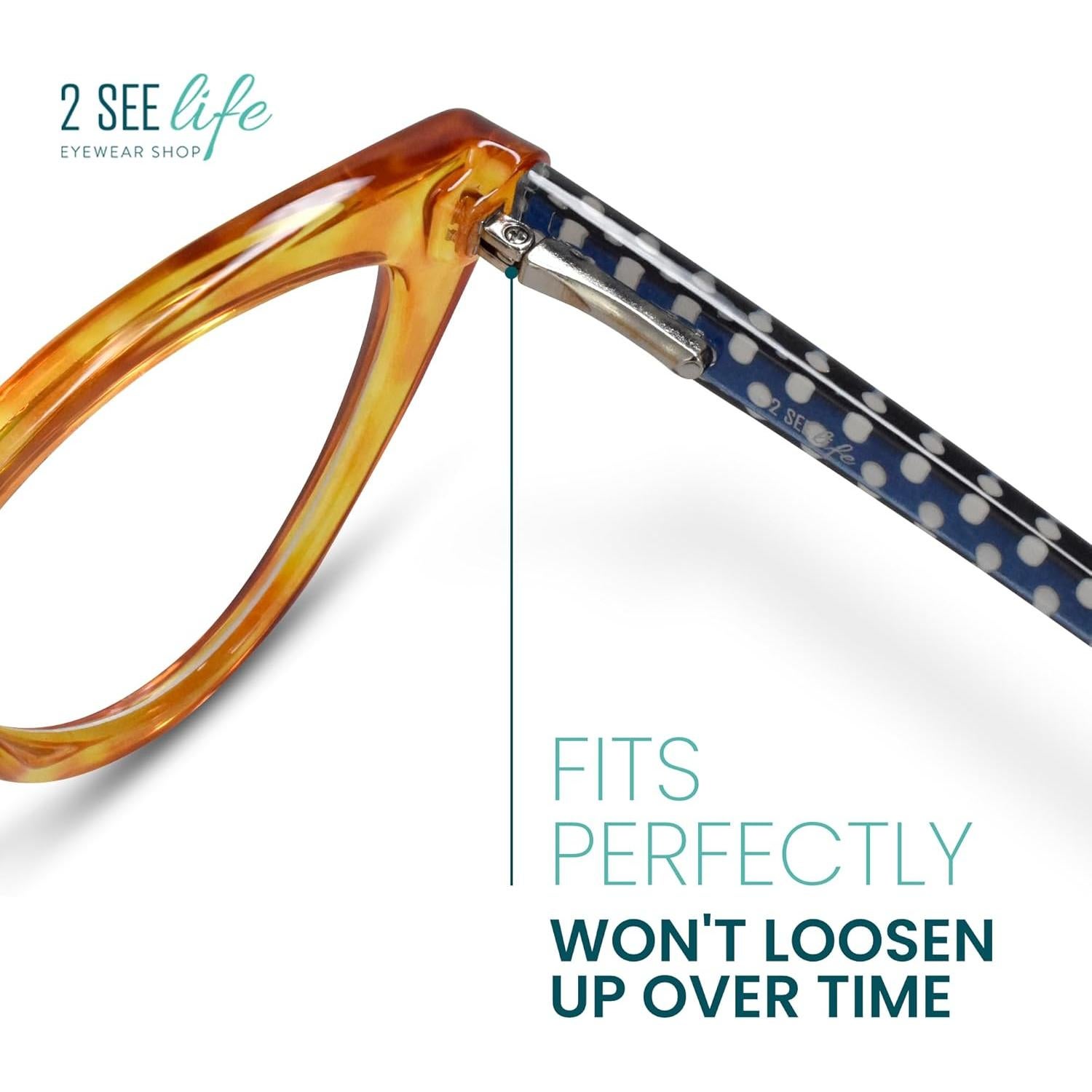 Gafas de lectura Cat Eye 2.75 Miel 2SeeLife - Ligeras y modernas