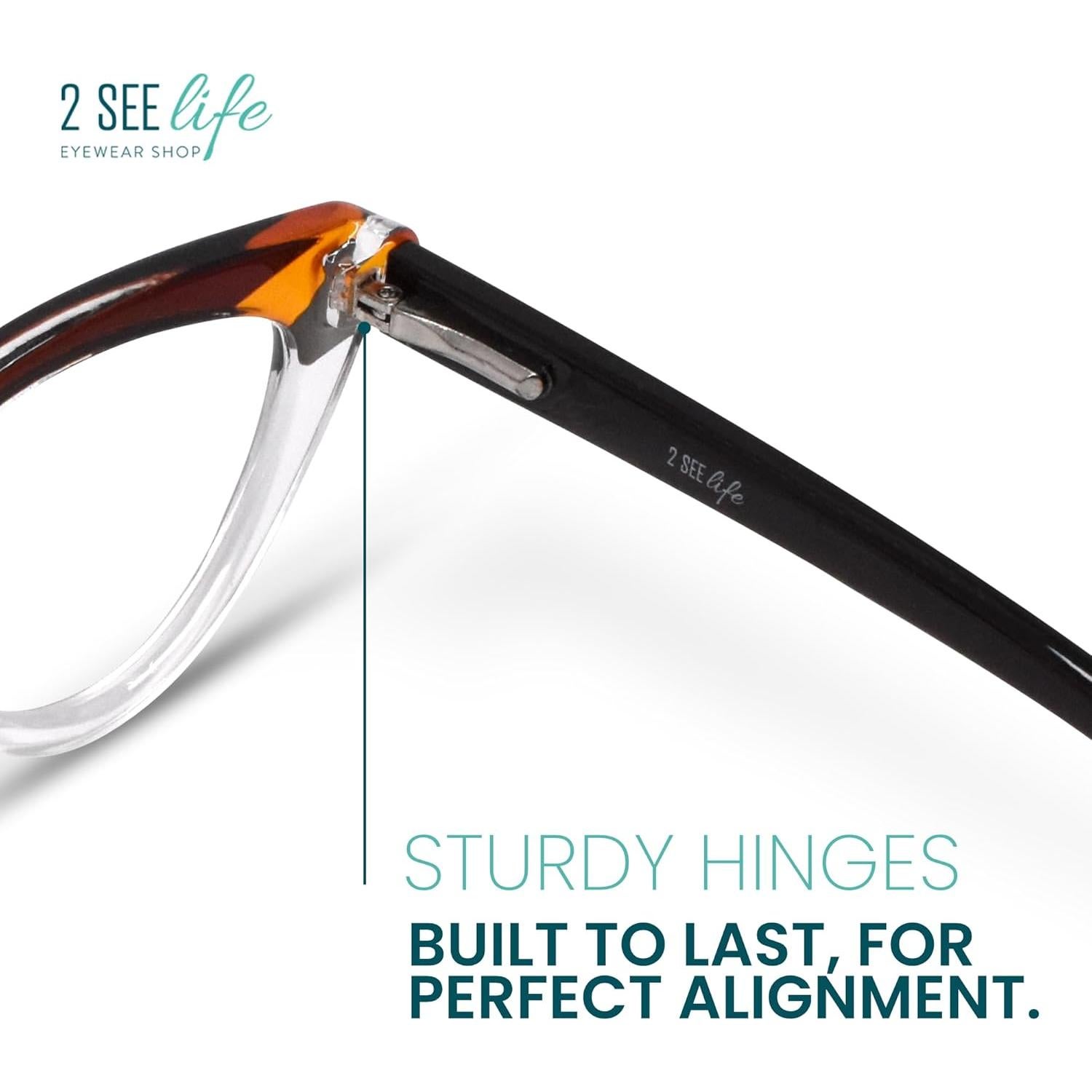 Gafas de lectura 2.5x 2SeeLife ojo de gato marrón para mujer