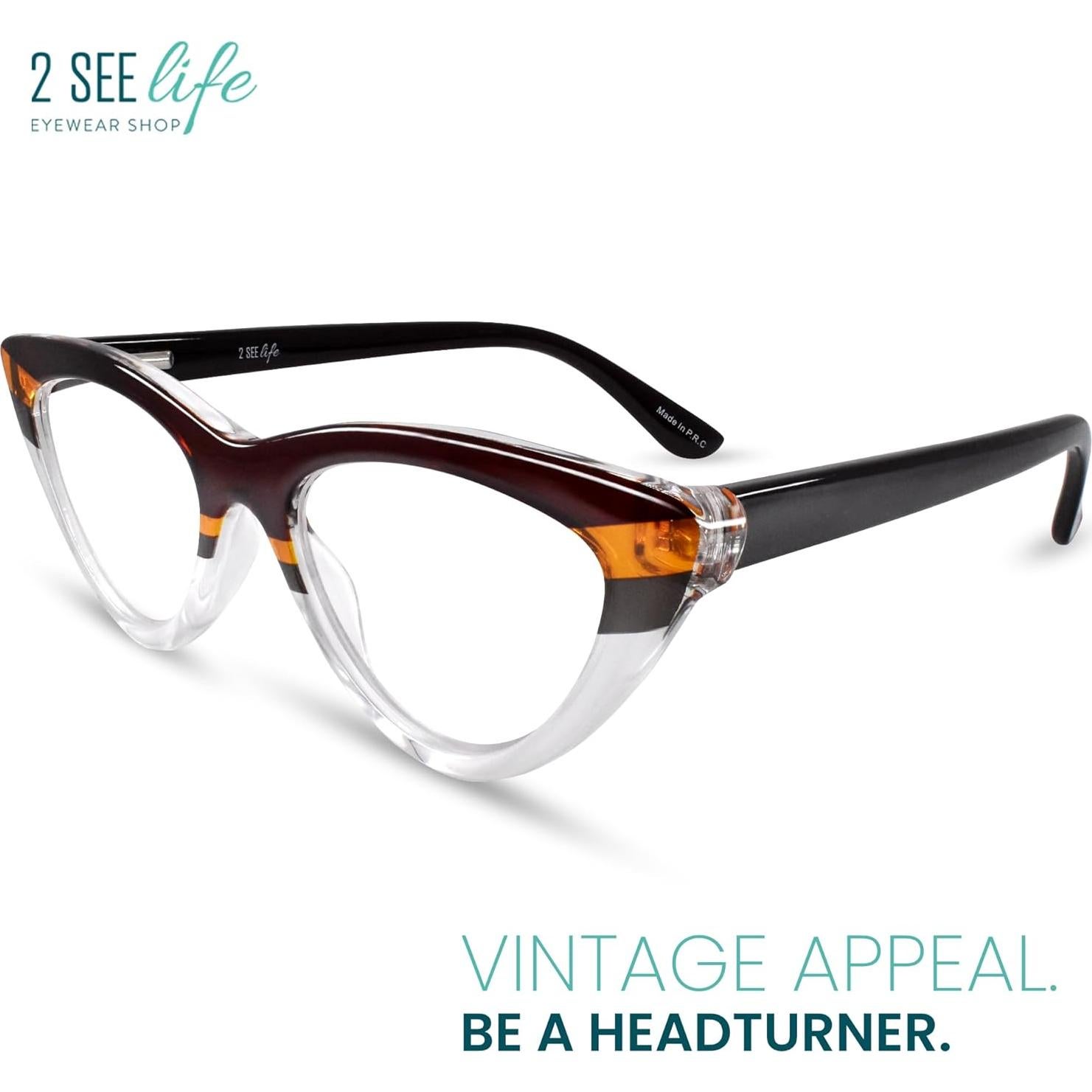 Gafas de lectura ojo de gato 1.0 2SeeLife marrón mujer