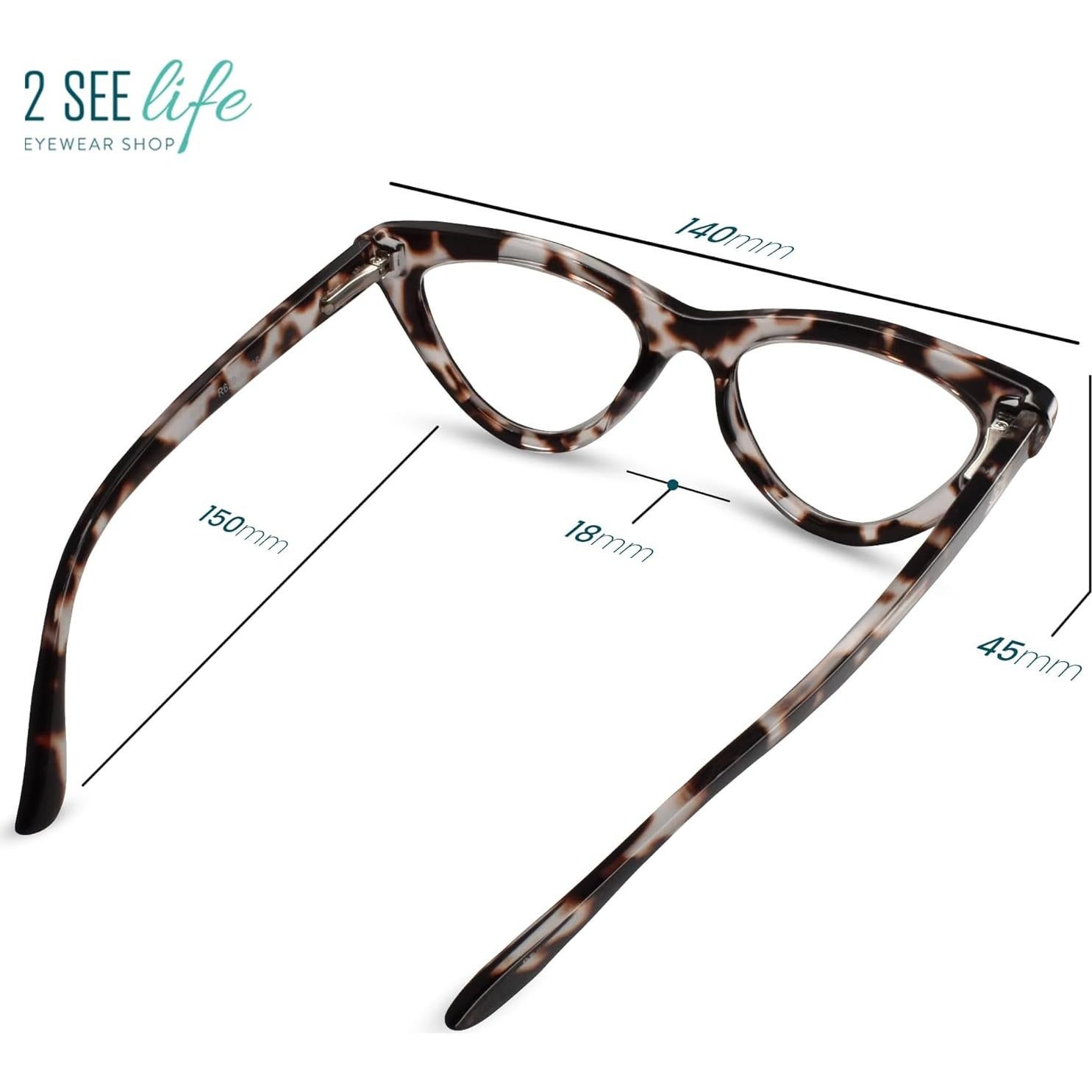Gafas de lectura 2SeeLife ojo de gato tortuga gris 1.0x