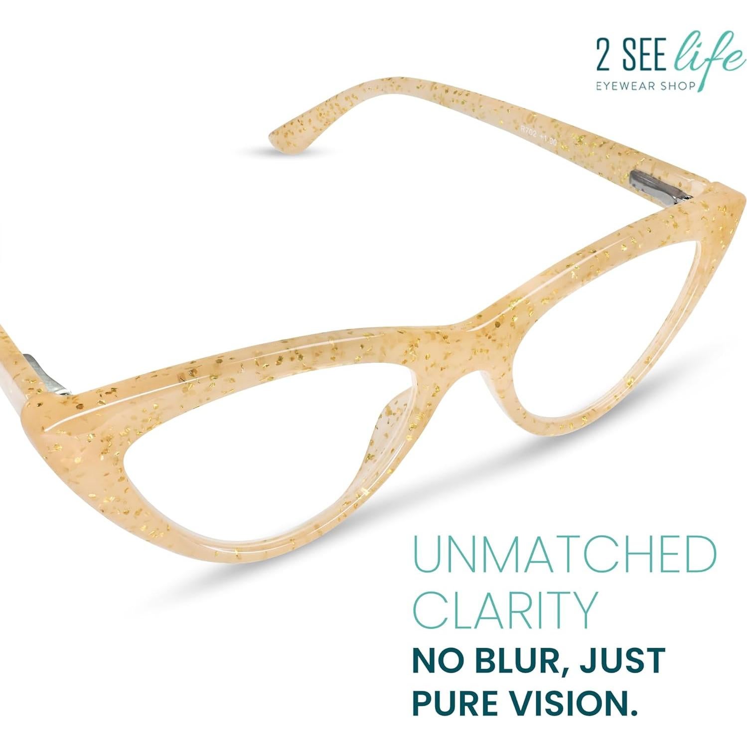 Gafas de lectura ojo de gato 1.0x 2SeeLife marrón