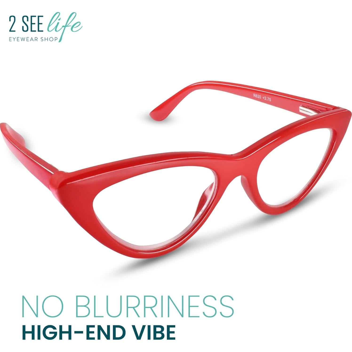 Gafas de lectura Cat Eye rojas 3.5x para mujeres - 2SeeLife
