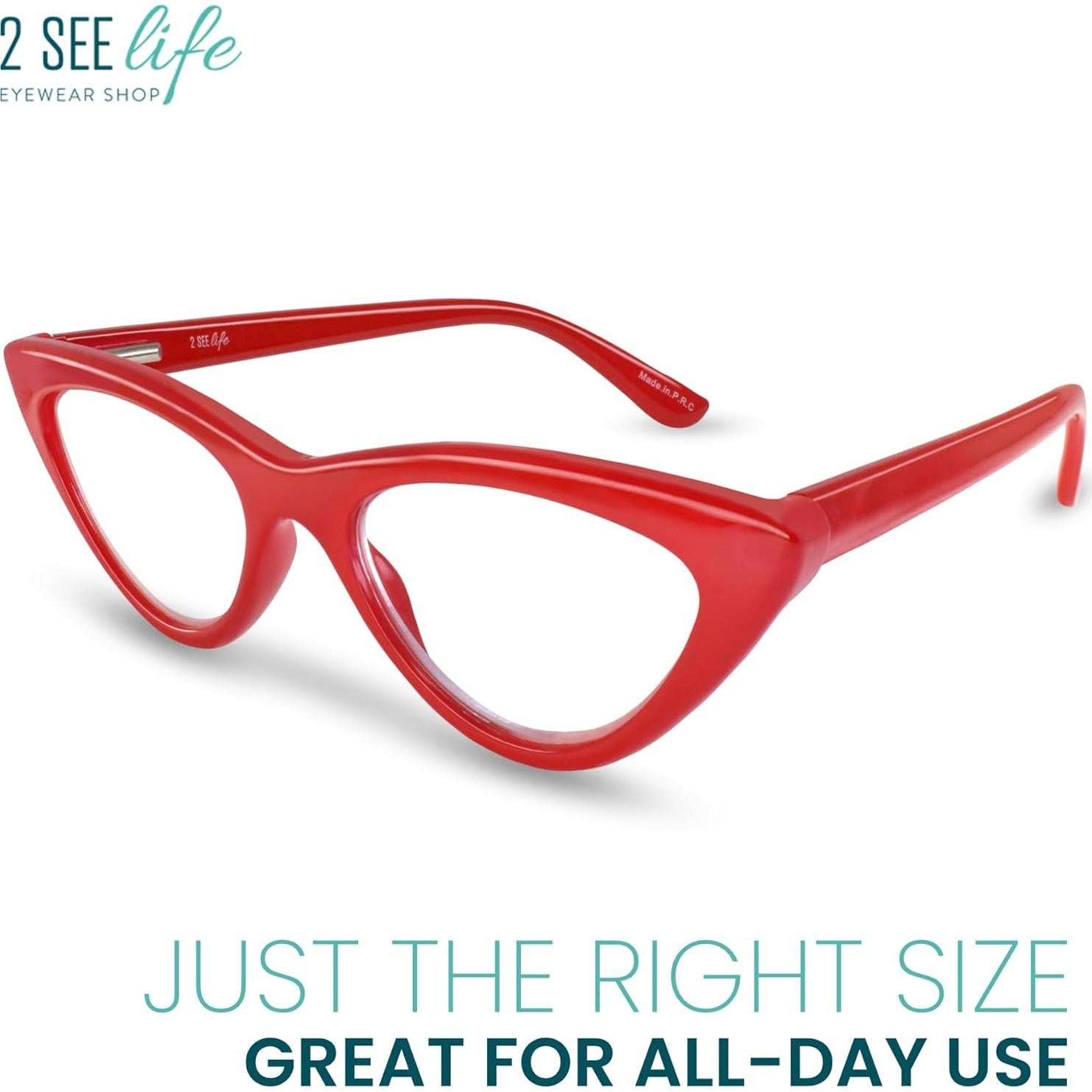 Gafas de lectura Cat Eye rojas 3.5x para mujeres - 2SeeLife