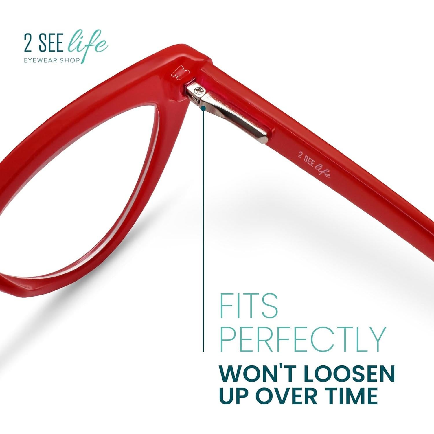 Gafas de lectura Cat Eye rojas 3.5x para mujeres - 2SeeLife