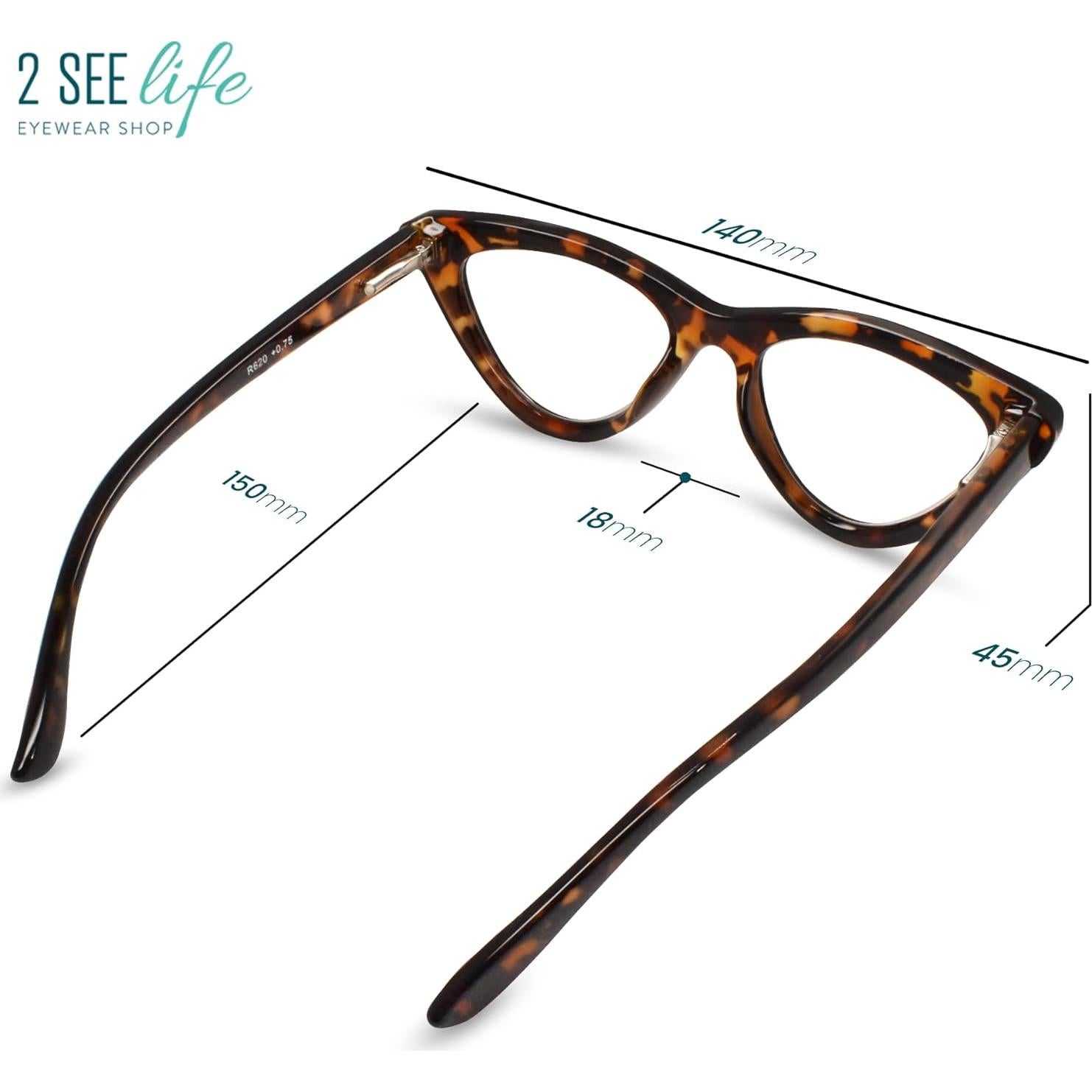 Gafas de lectura ojo de gato 2.25 2SeeLife carey para mujer