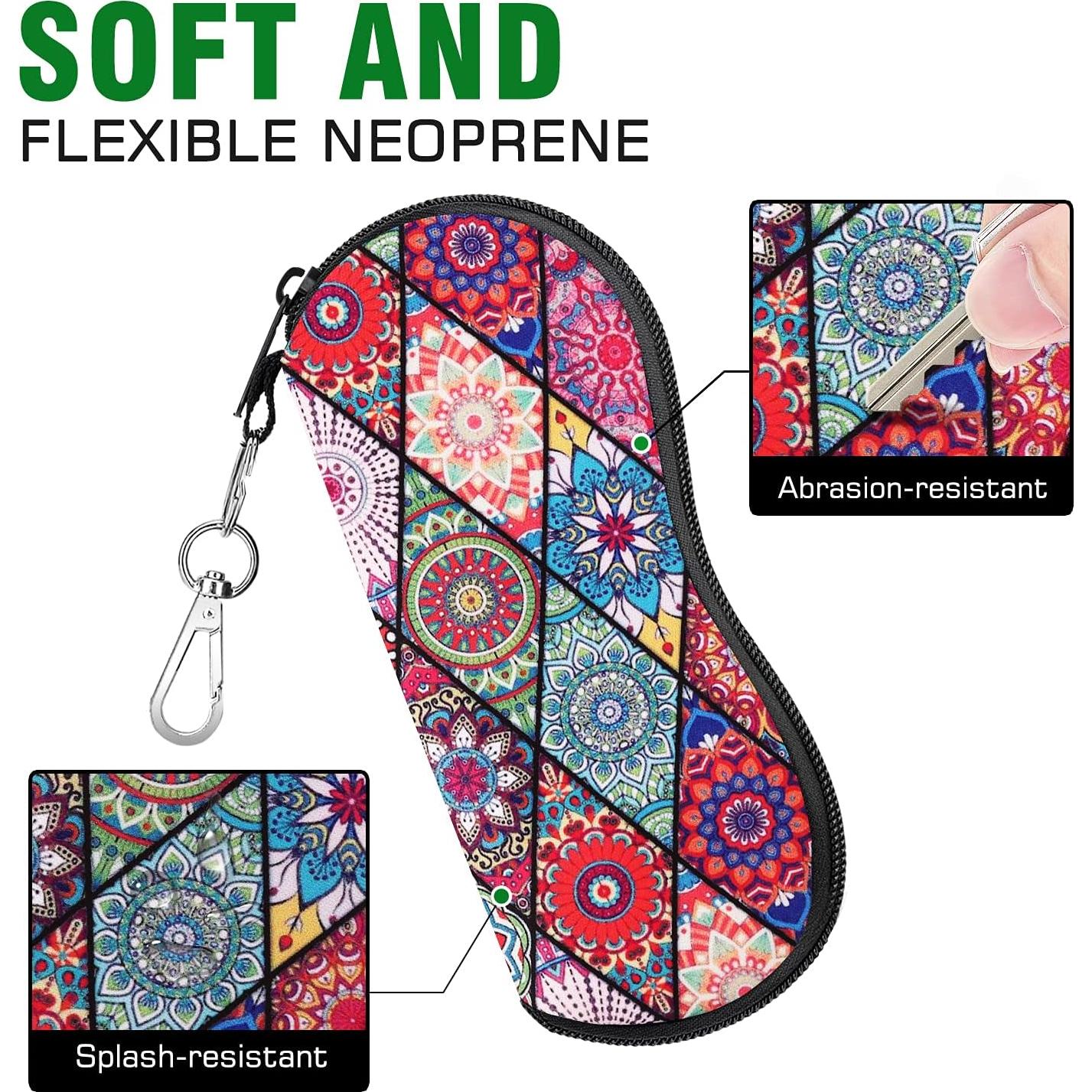 Funda para Gafas MoKo Neopreno Negro y Mandala Romboide