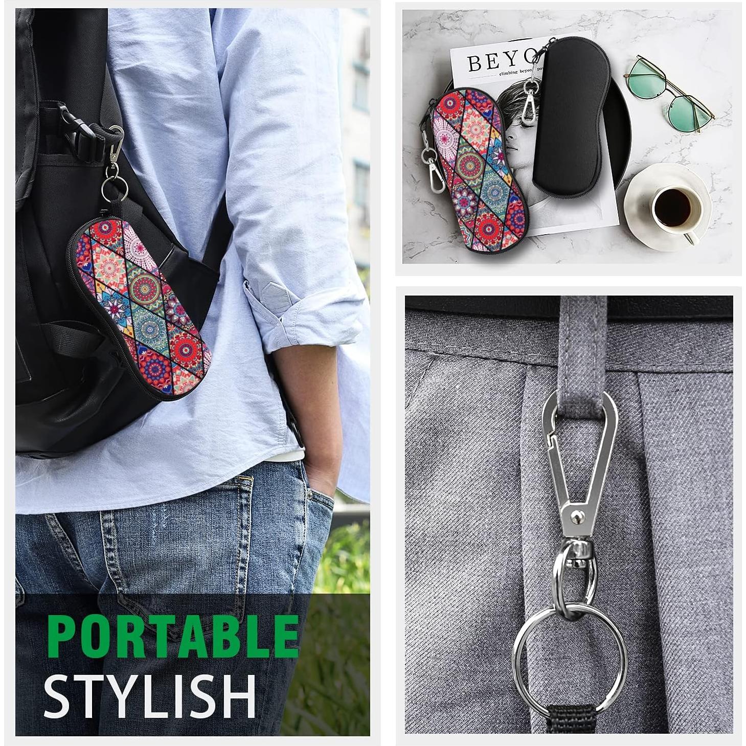 Funda para Gafas MoKo Neopreno Negro y Mandala Romboide