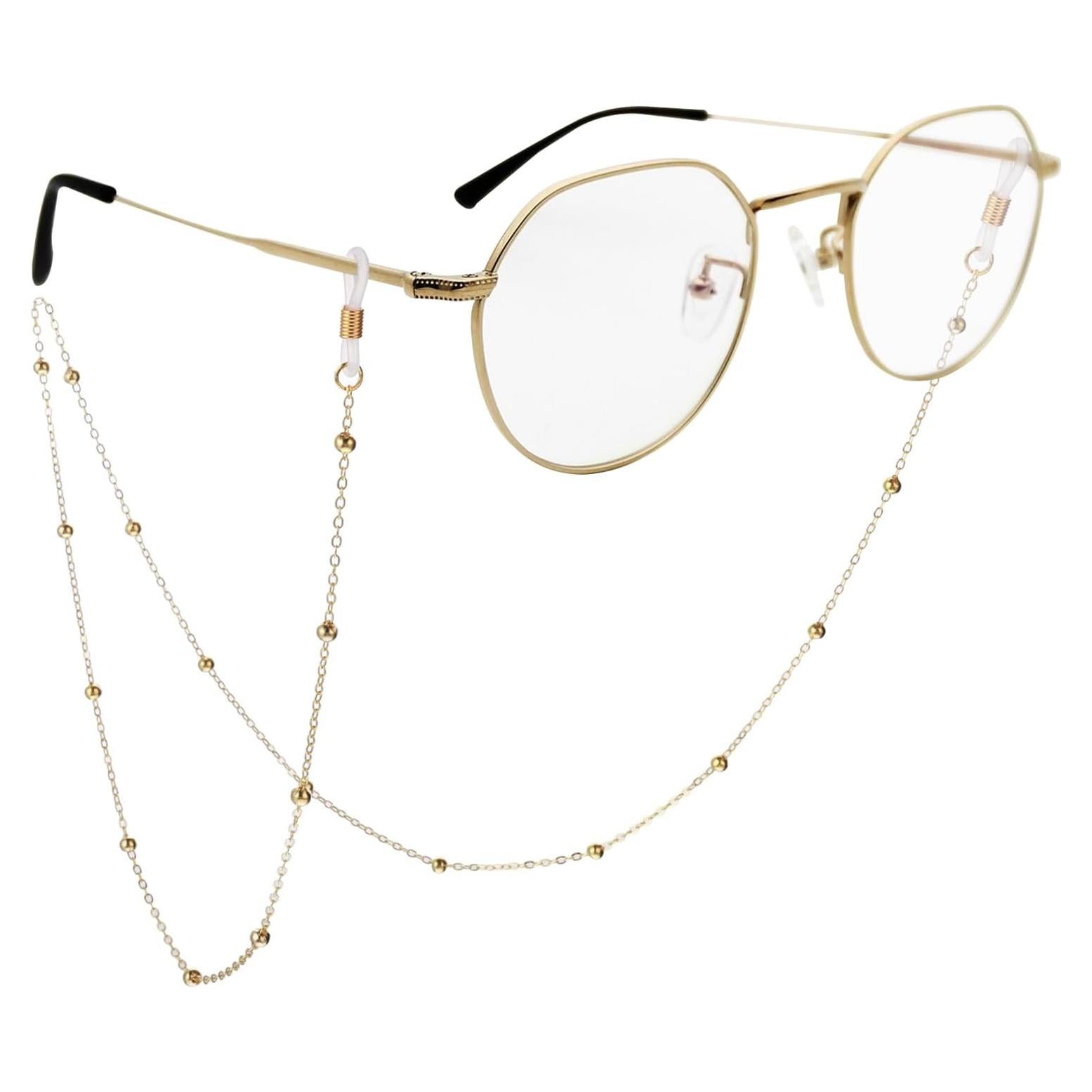 Cadenas para Gafas Mujeres Beaded Doradas 70 cm Ajustables