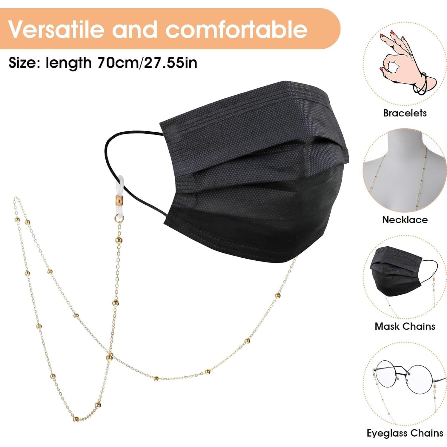 Cadenas para Gafas Mujeres Beaded Doradas 70 cm Ajustables