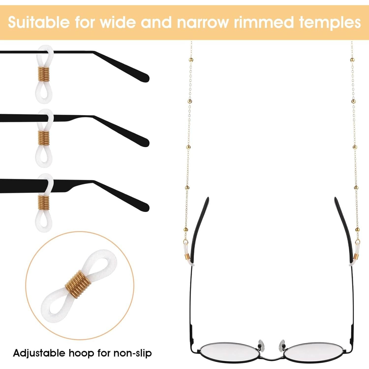 Cadena para Gafas Mujeres Oro 70 cm Ajustable Antideslizante