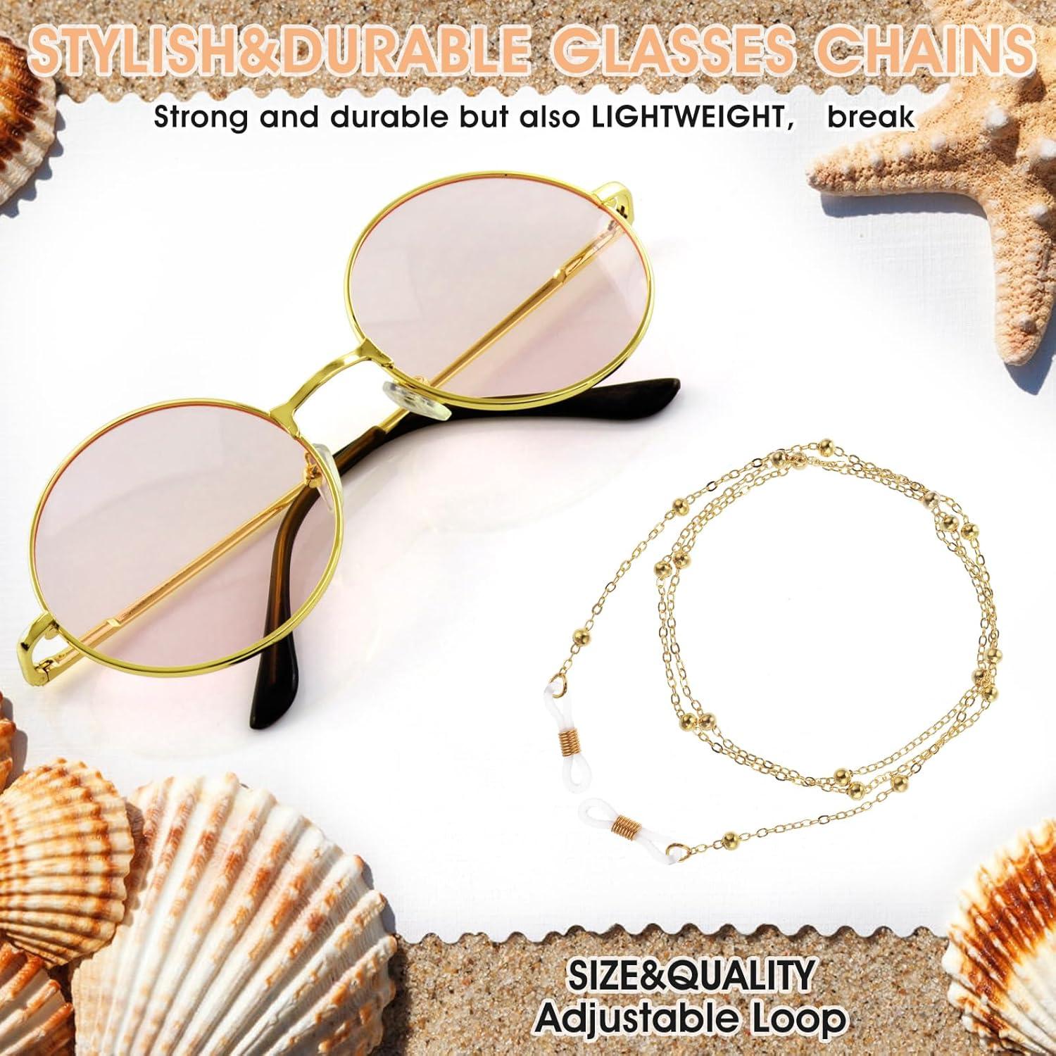 Cadena para Gafas Mujeres Oro 70 cm Ajustable Antideslizante