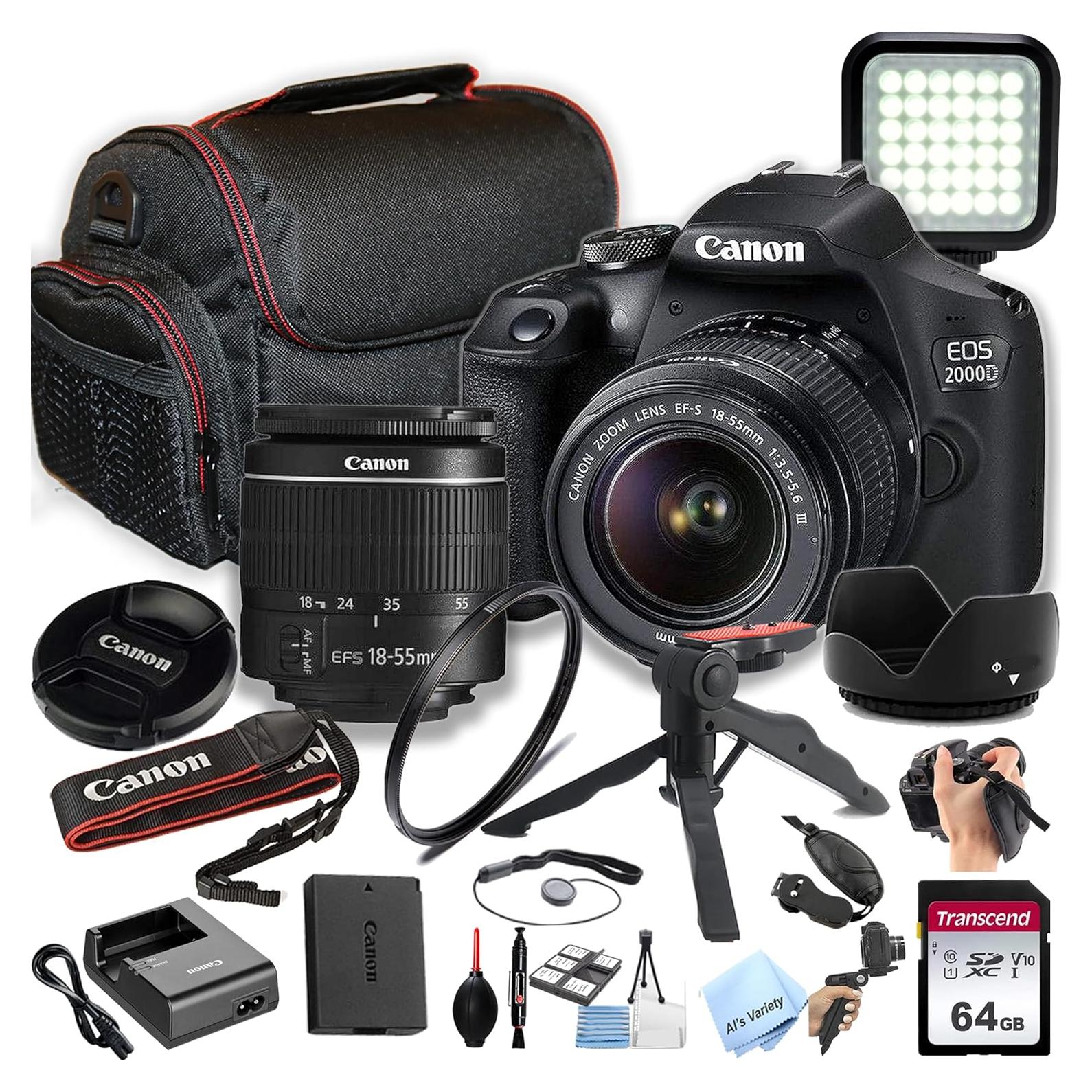 Cámara DSLR Canon EOS 2000D con Lente 18-55mm y Accesorios