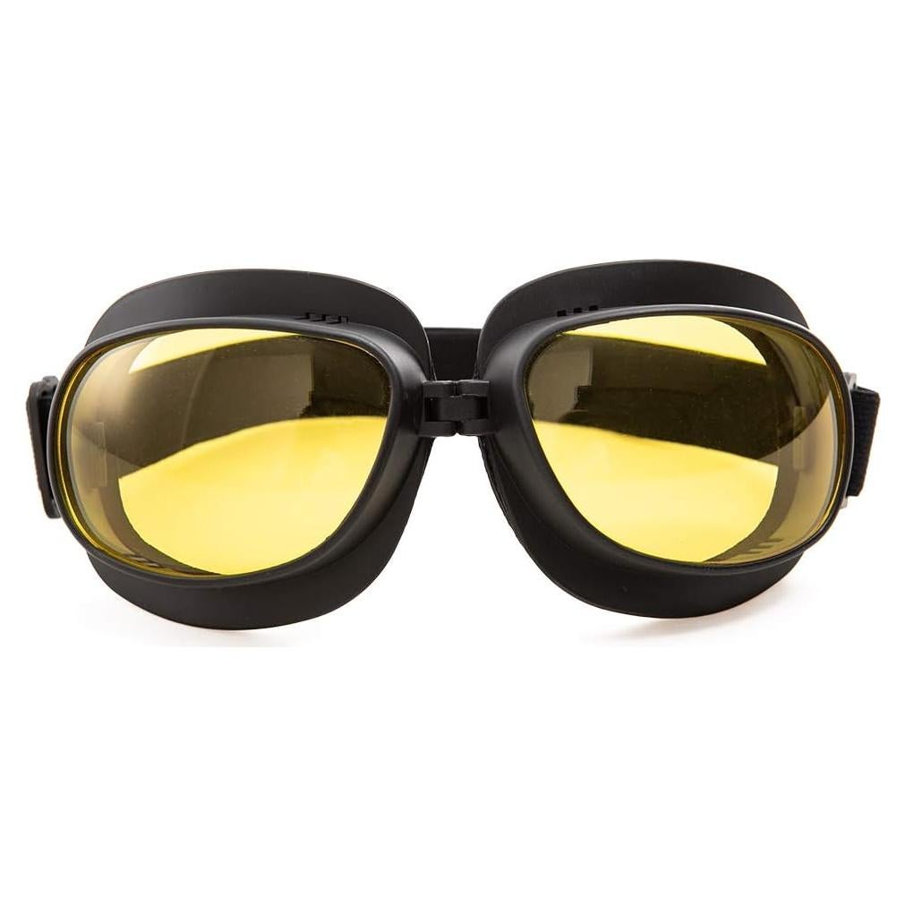 Gafas de Motocicleta Evomosa Vintage Marco Negro Lente Amarilla