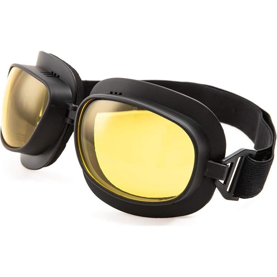 Gafas de Motocicleta Evomosa Vintage Marco Negro Lente Amarilla