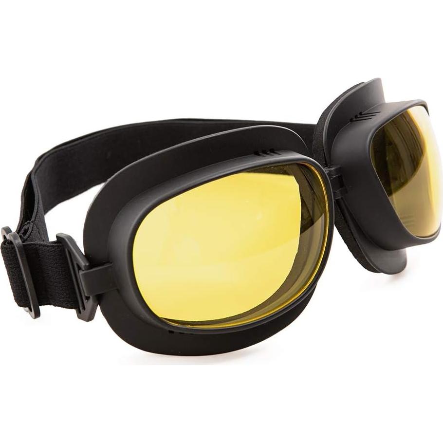 Gafas de Motocicleta Evomosa Vintage Marco Negro Lente Amarilla