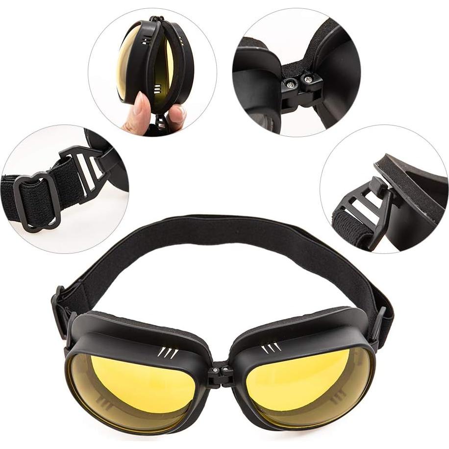 Gafas de Motocicleta Evomosa Vintage Marco Negro Lente Amarilla