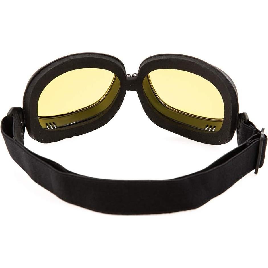Gafas de Motocicleta Evomosa Vintage Marco Negro Lente Amarilla