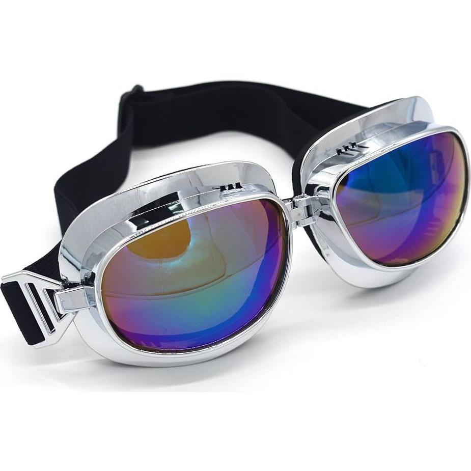 Gafas de Motocicleta Evomosa Vintage con Lente Azul