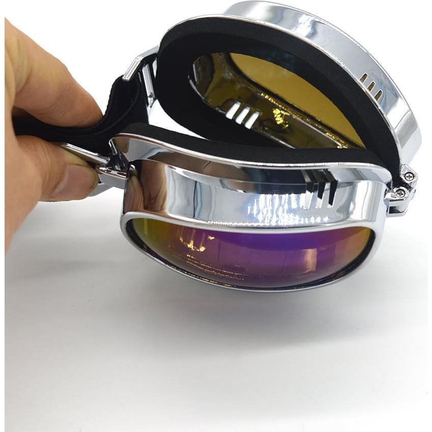 Gafas de Motocicleta Evomosa Vintage con Lente Azul