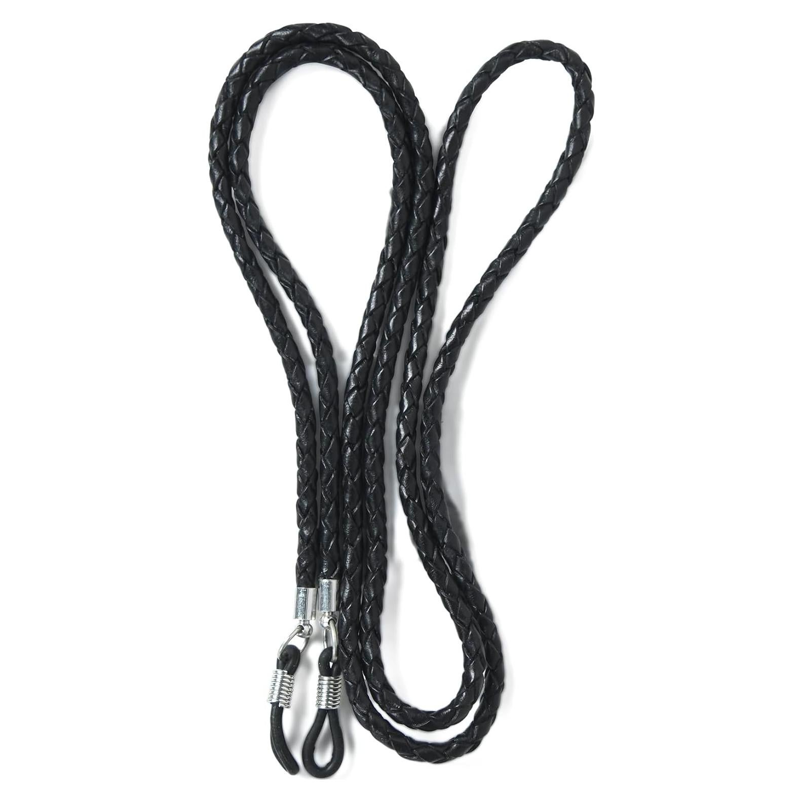 Correa de Gafas GENIQUE de Cuero Genuino Negra 81 cm