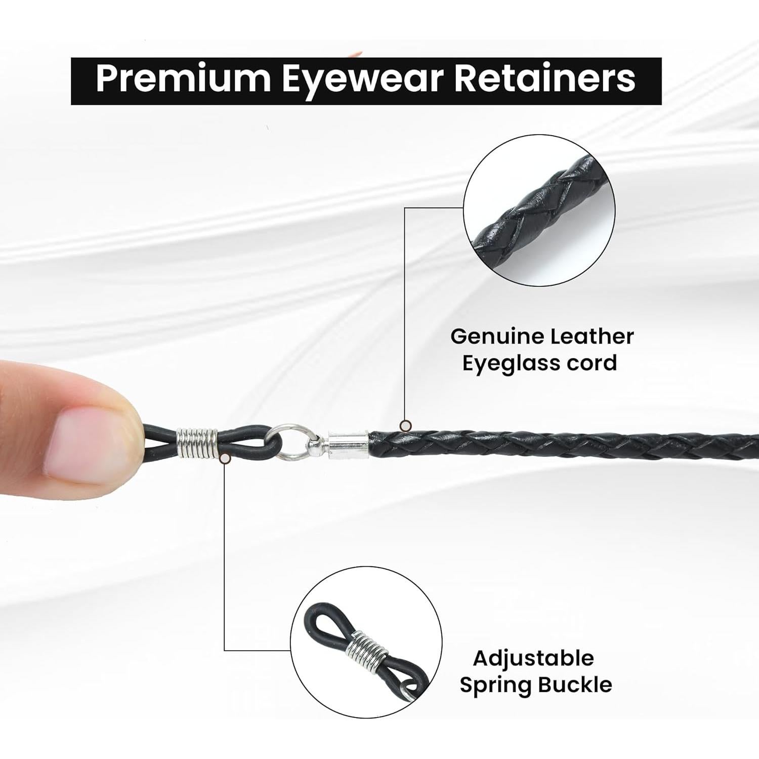 Correa de Gafas GENIQUE de Cuero Genuino Negra 81 cm