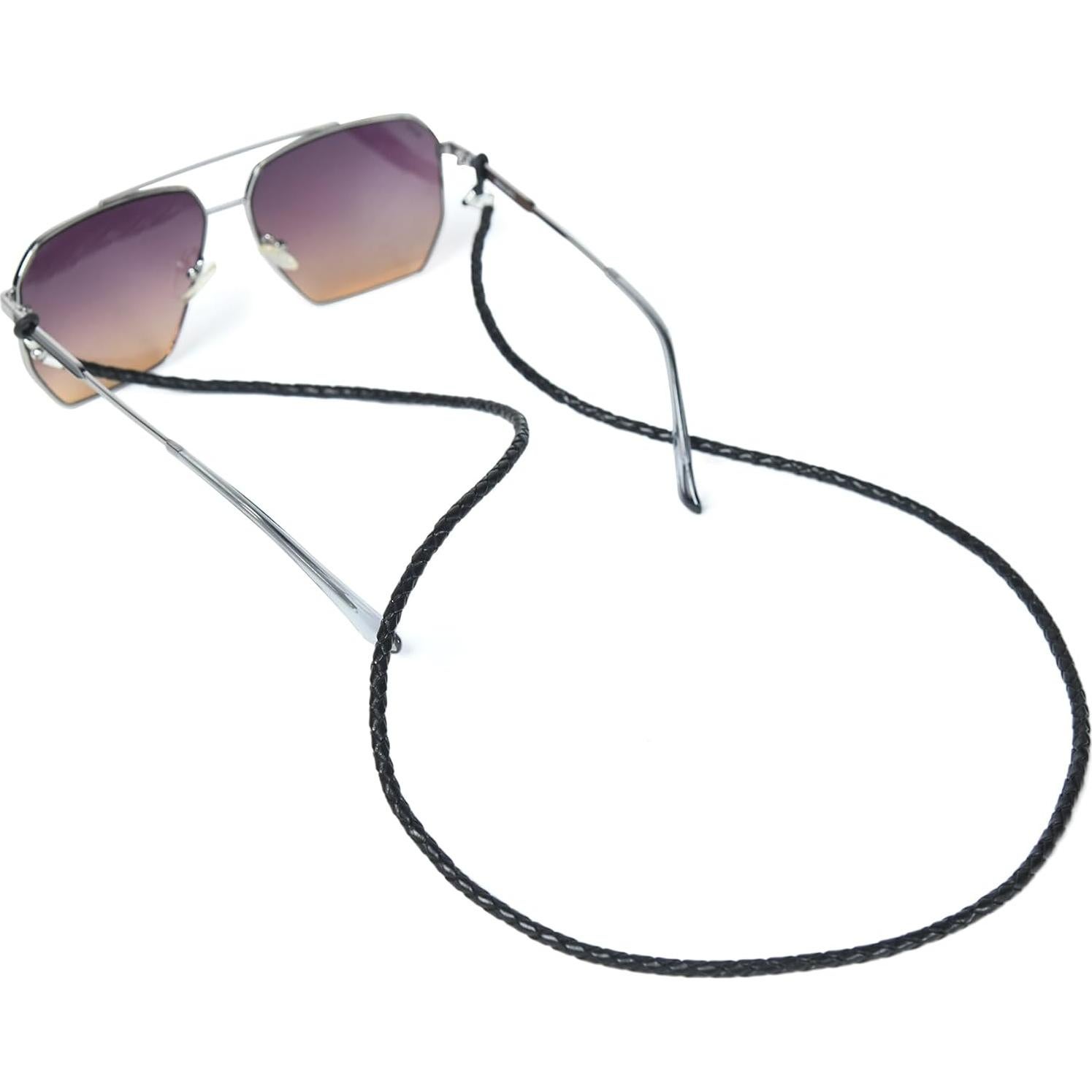 Correa de Gafas GENIQUE de Cuero Genuino Negra 81 cm