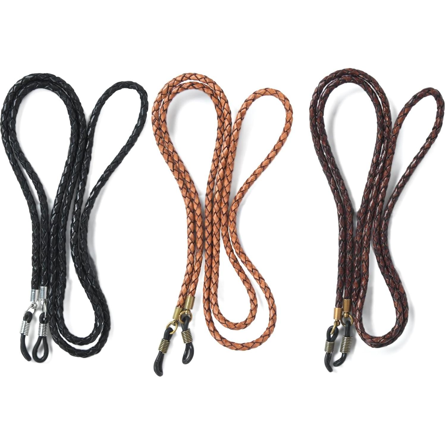 Correa de Gafas GENIQUE de Cuero Genuino Negra 81 cm