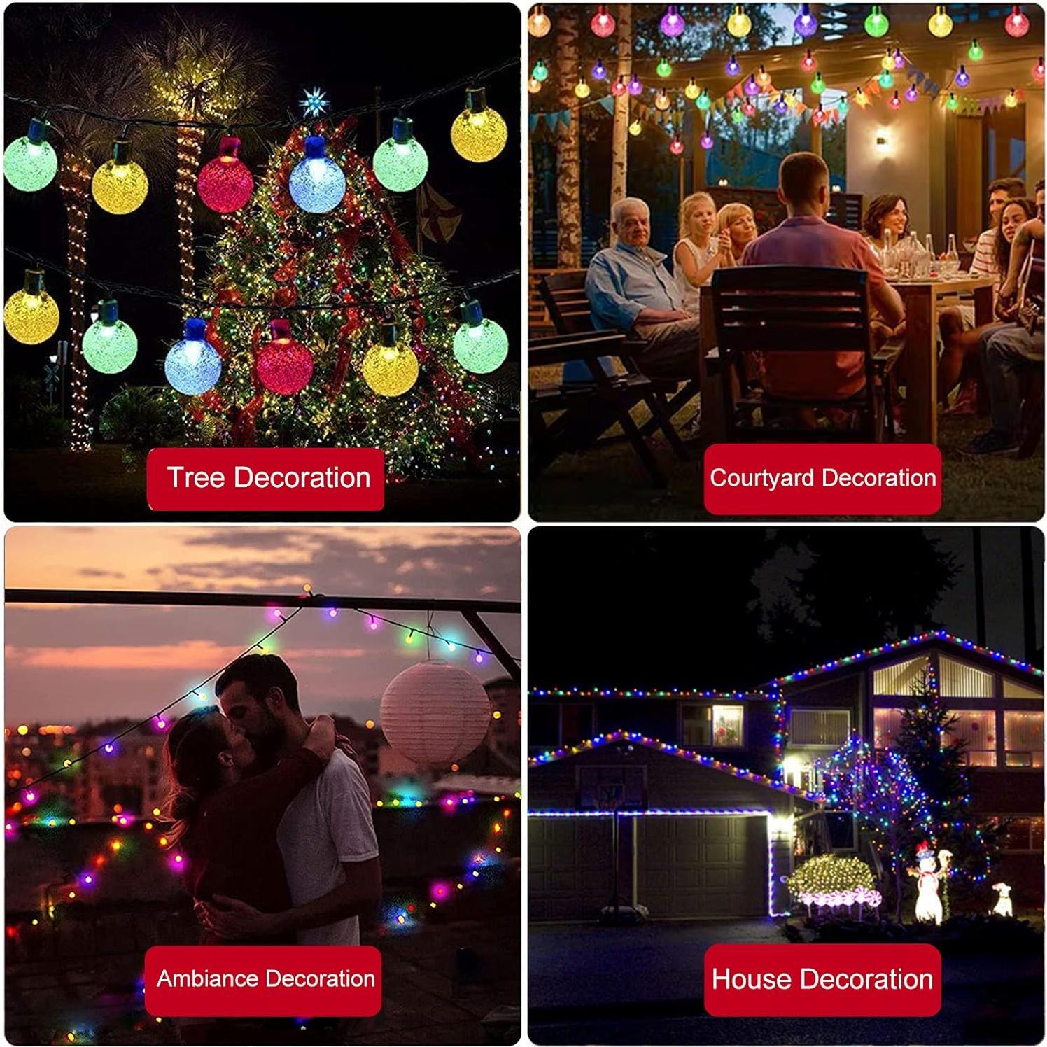 Luces de Cadena Solares 100 LED Multicolor 12m 8 Modos