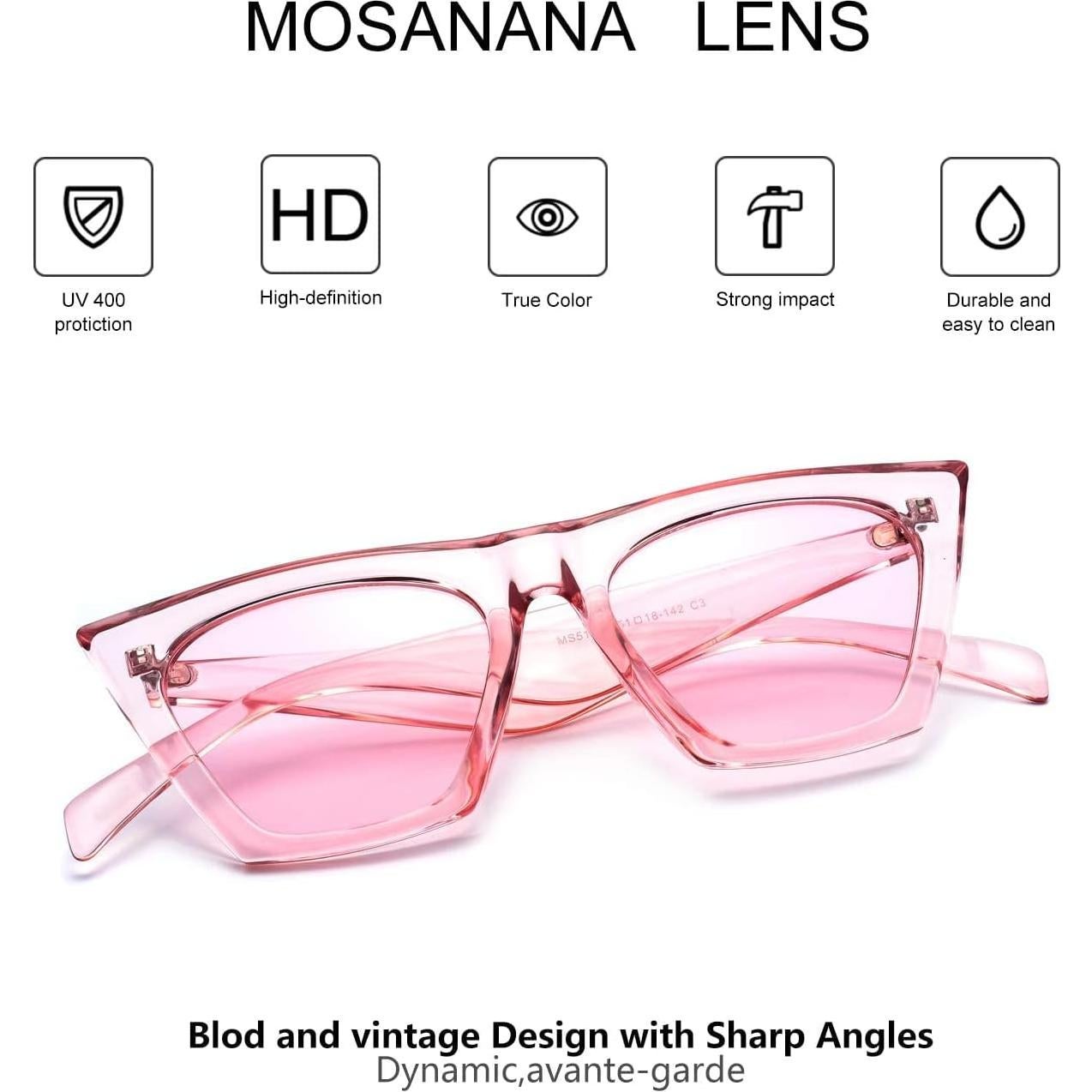 Gafas de Sol Mosanana Cuadradas UV400 Rosa Modelo SHINE