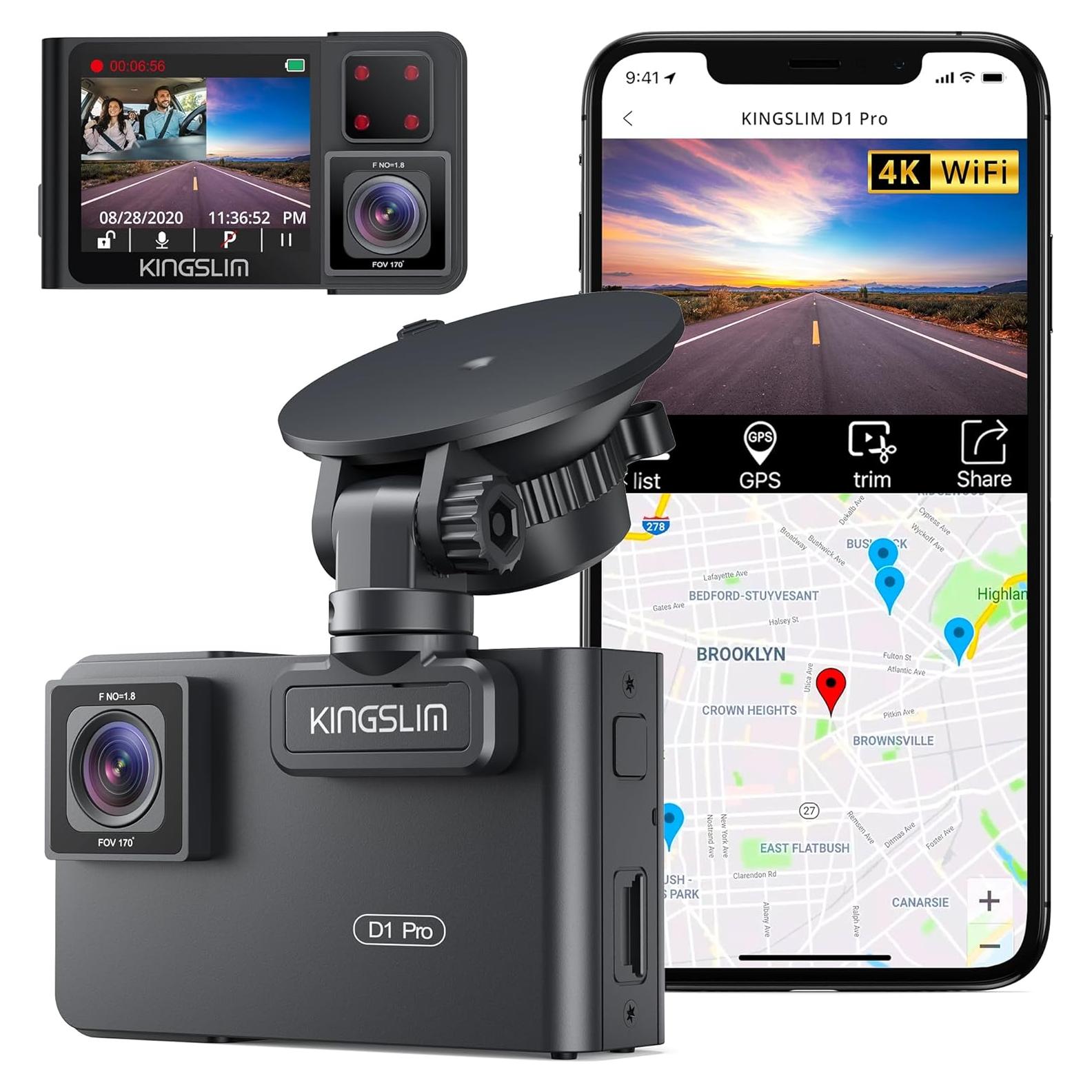 Cámara Dash D1 Pro 4K Dual Kingslim GPS WiFi Visión Nocturna