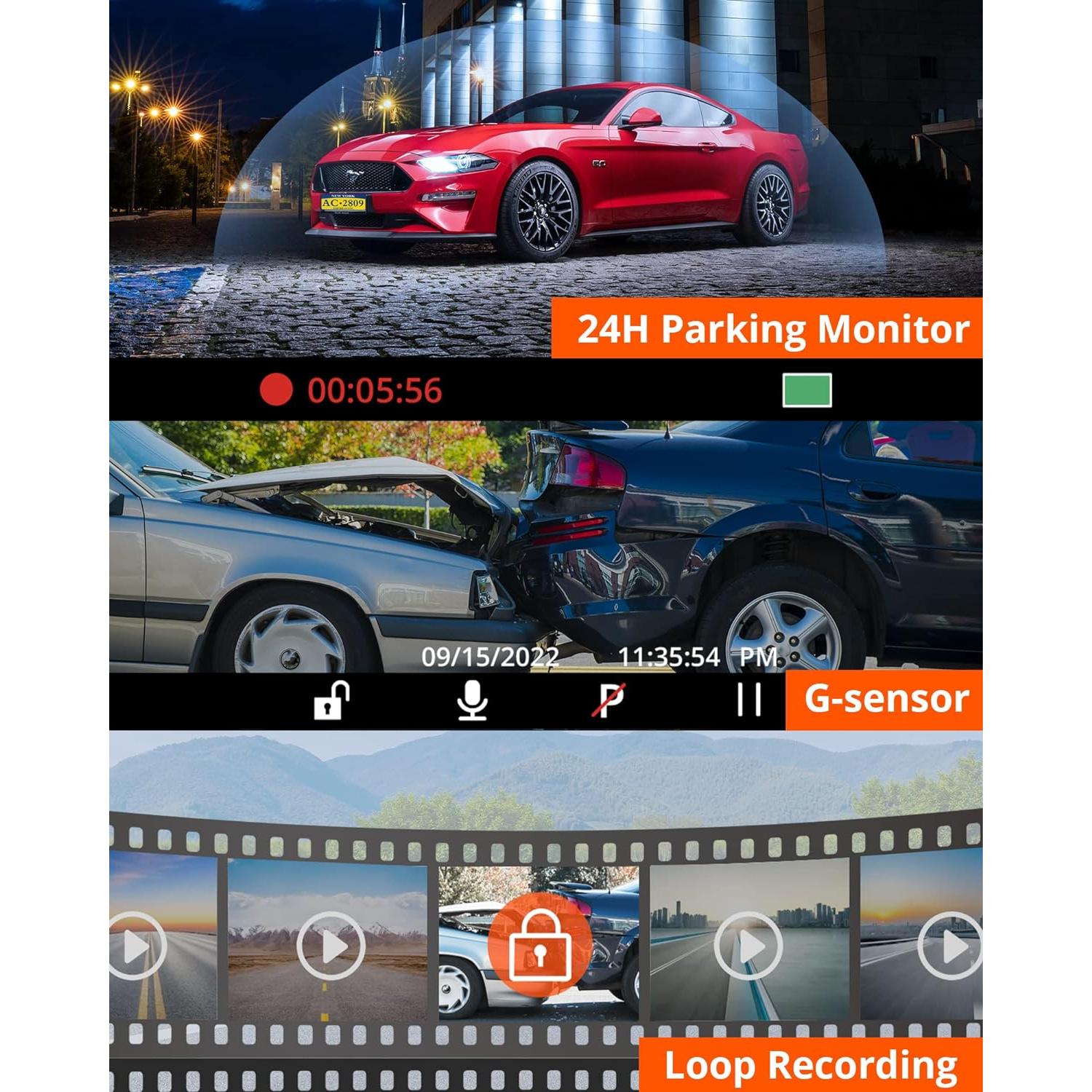 Cámara Dash D1 Pro 4K Dual Kingslim GPS WiFi Visión Nocturna