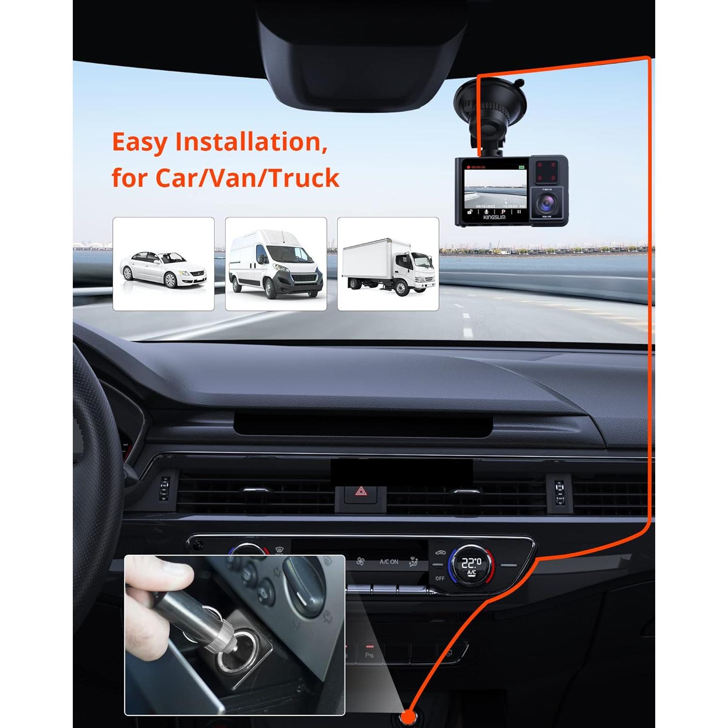 Cámara Dash D1 Pro 4K Dual Kingslim GPS WiFi Visión Nocturna